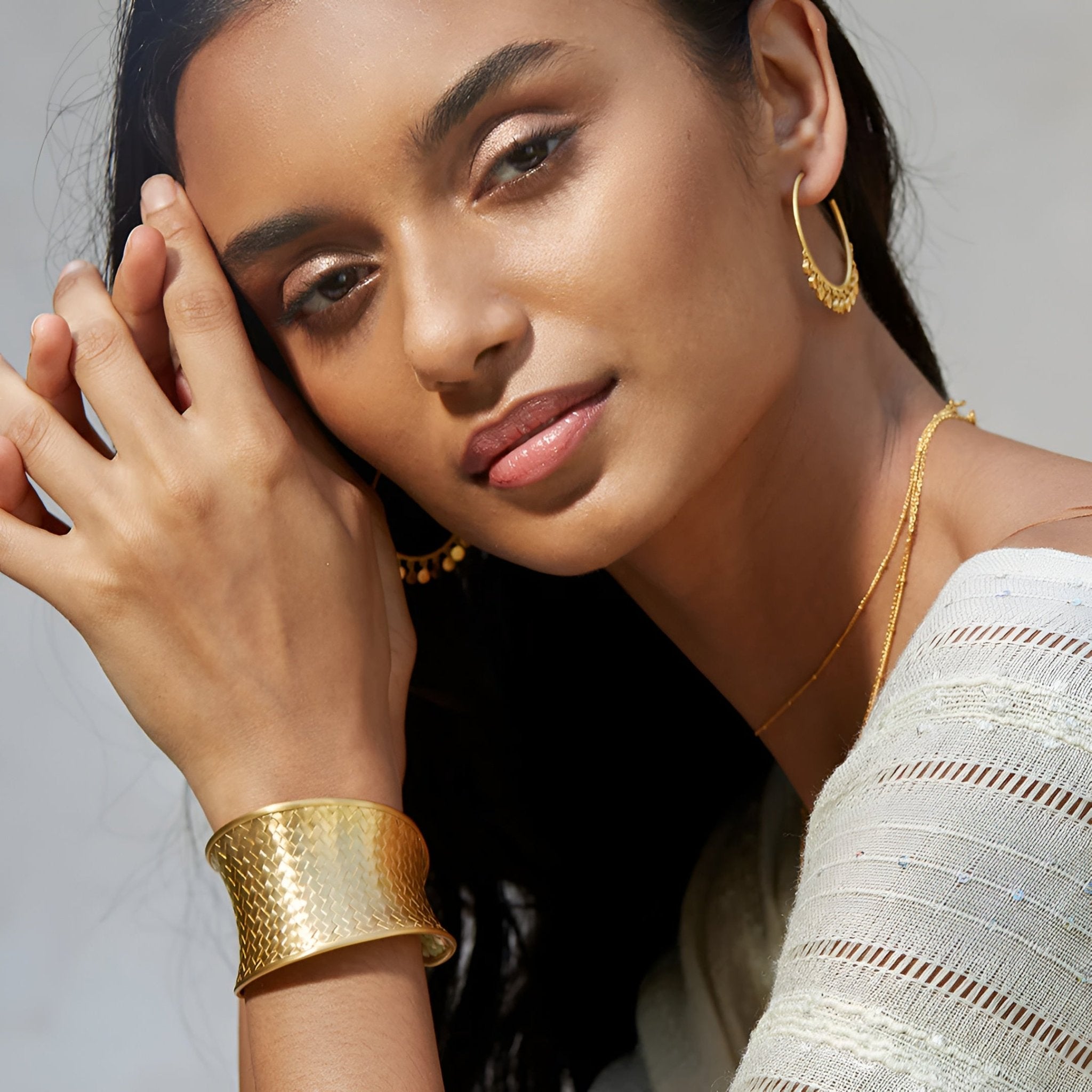 Satya Jewelry Armreif Gold Medium Basketweave, vergoldet
