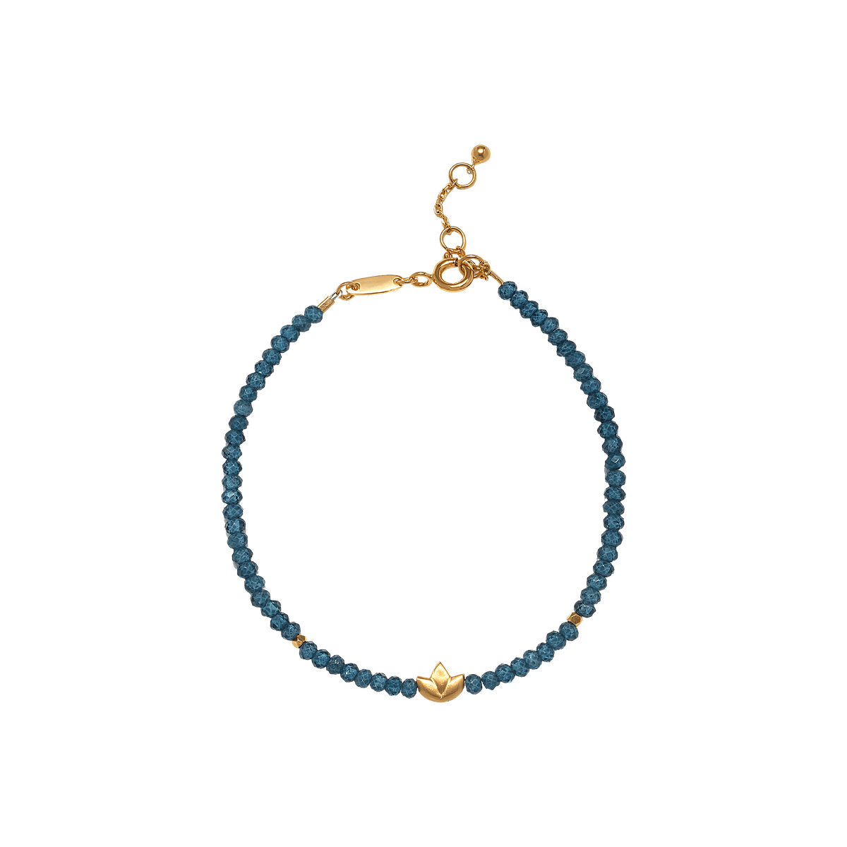 Satya Jewelry Armband Calm Clarity Blue Topaz Lotus, vergoldet