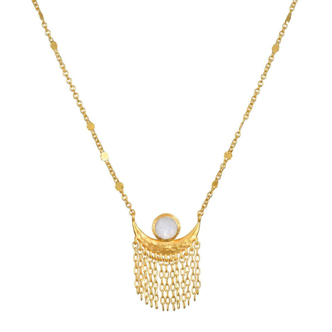 Satya Jewelry Kette Cascade of Starlight Moonstone Fringe, vergoldet