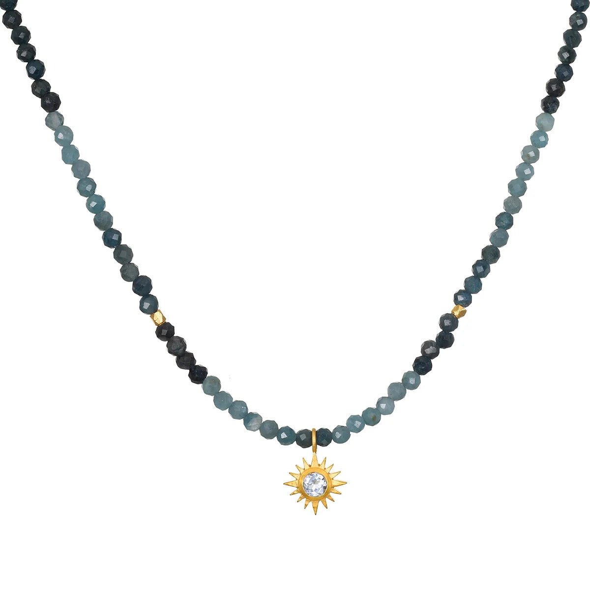 Satya Jewelry Kette Channeling Wisdom Sapphire Starburst Beaded Choker, vergoldet