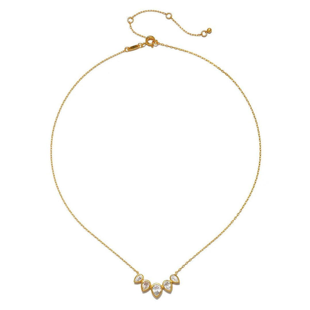 Satya Jewelry Kette Commence with Clarity White Topaz Lotus Petal, vergoldet