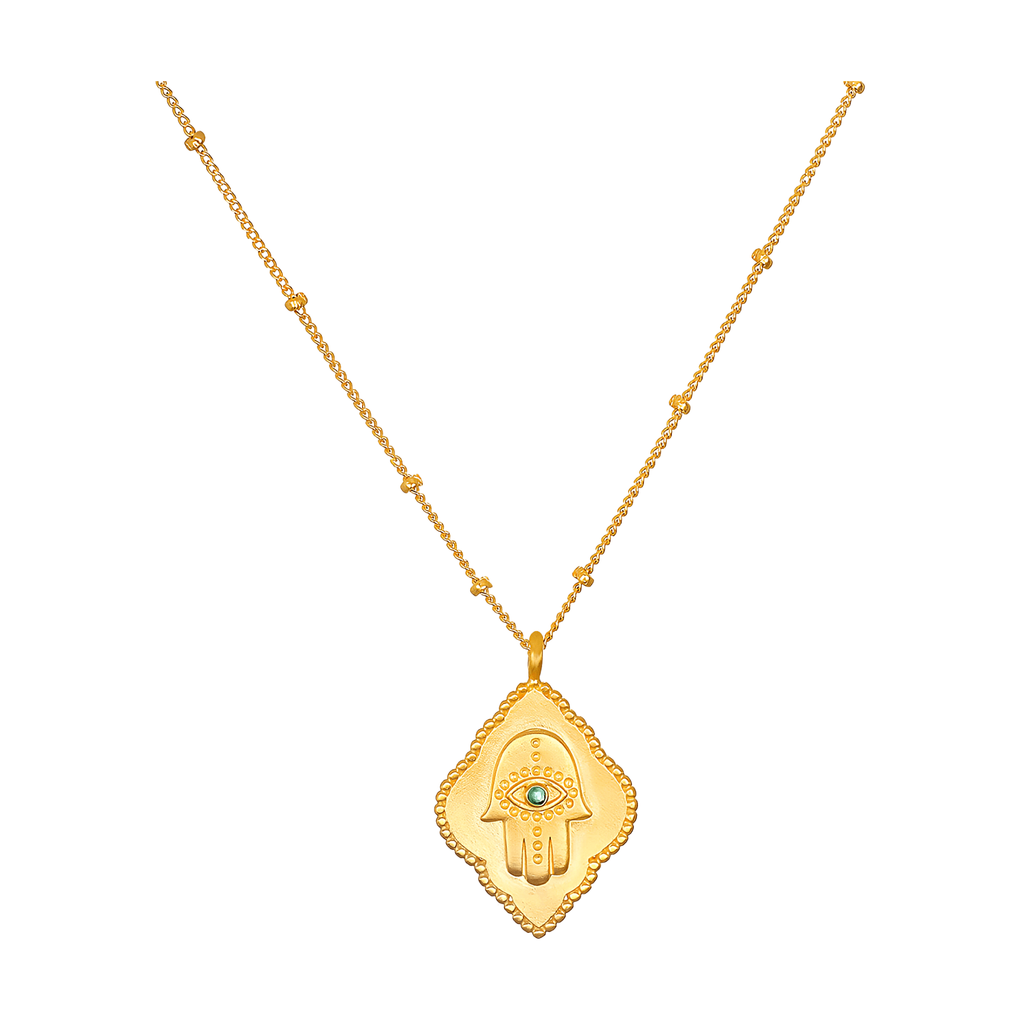 Satya Jewelry Kette Cradled in Protection Gold Hamsa, vergoldet