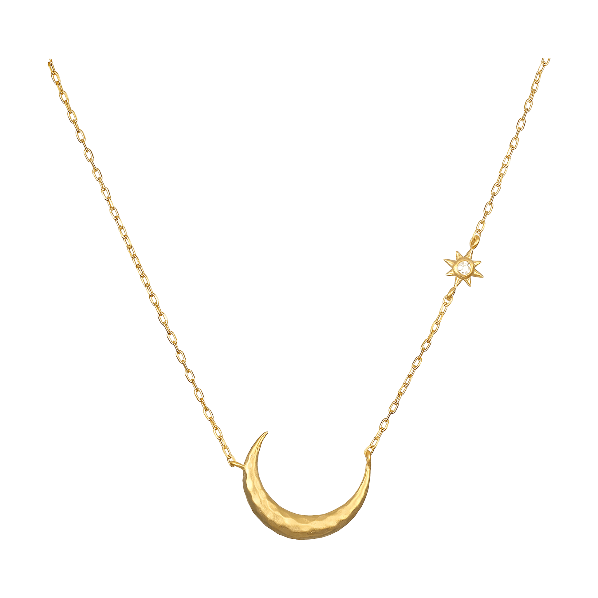 Satya Jewelry Kette Ethereal Guide Moonstone Moon and Star, vergoldet