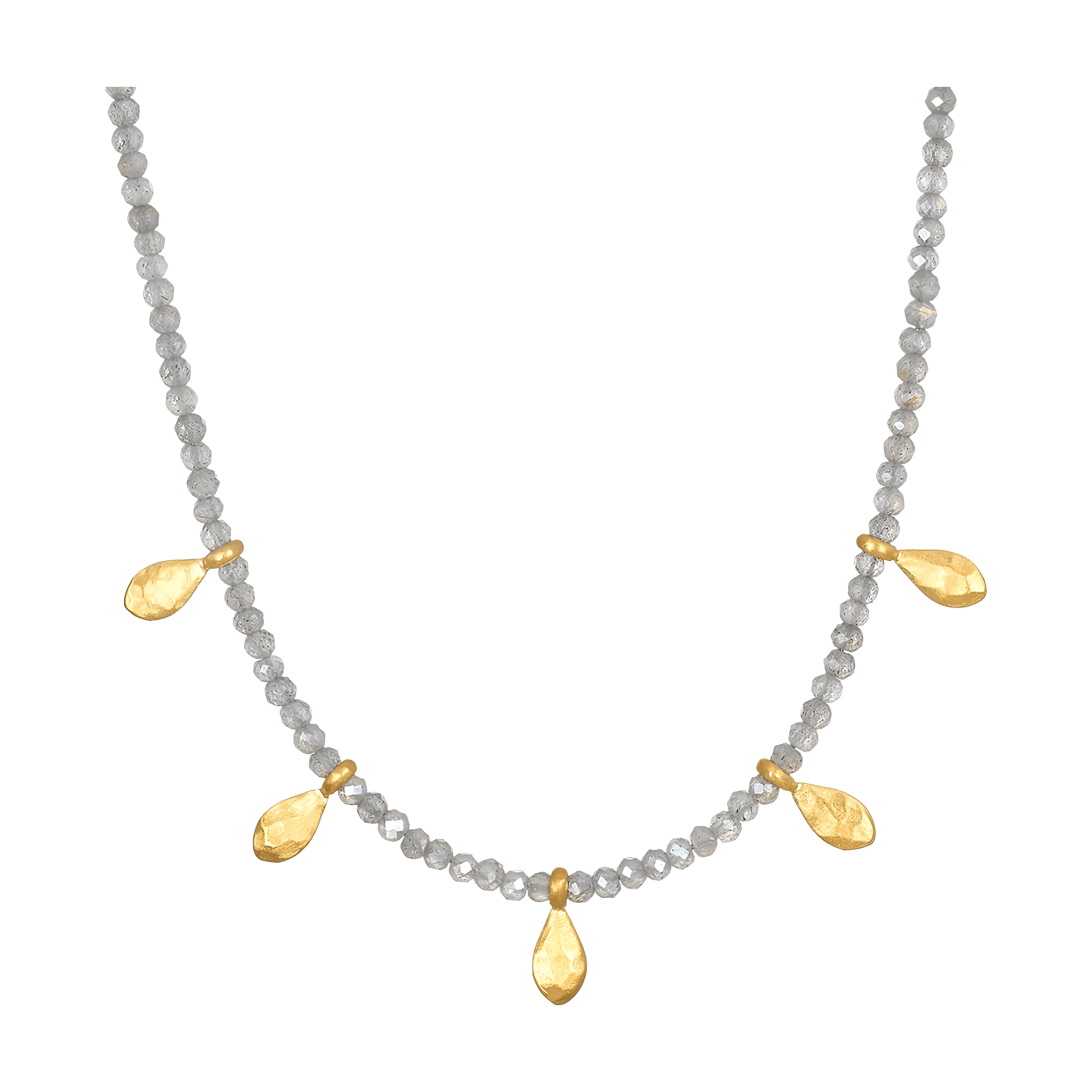 Satya Jewelry Kette Inspired Beginnings Labradorite Petal Beaded, vergoldet