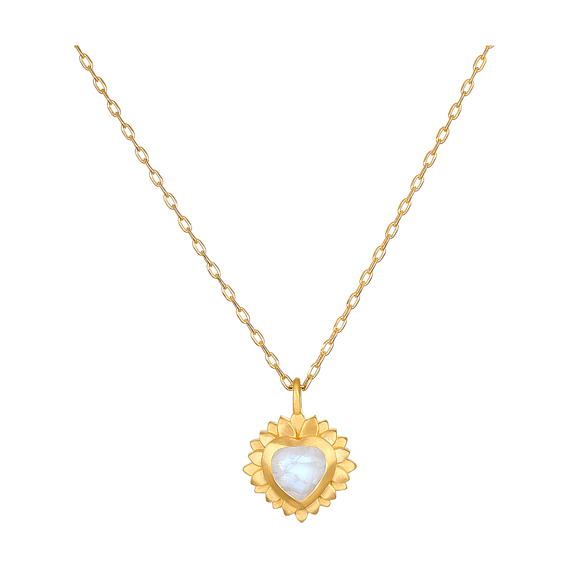 Satya Jewelry Kette Journey to Love Moonstone Lotus Heart, vergoldet