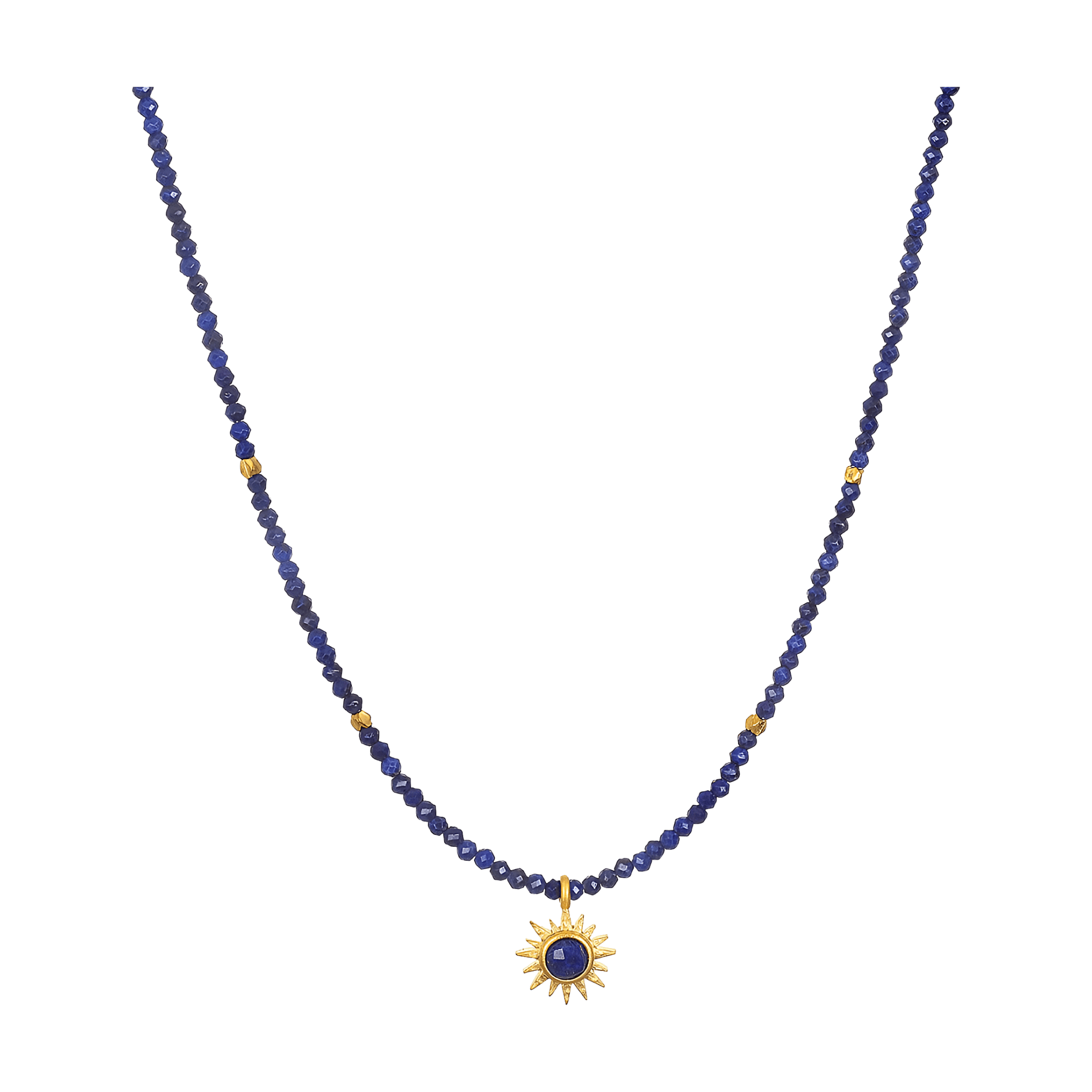 Satya Jewelry Kette Light Seeker Lapis Starburst Choker, vergoldet