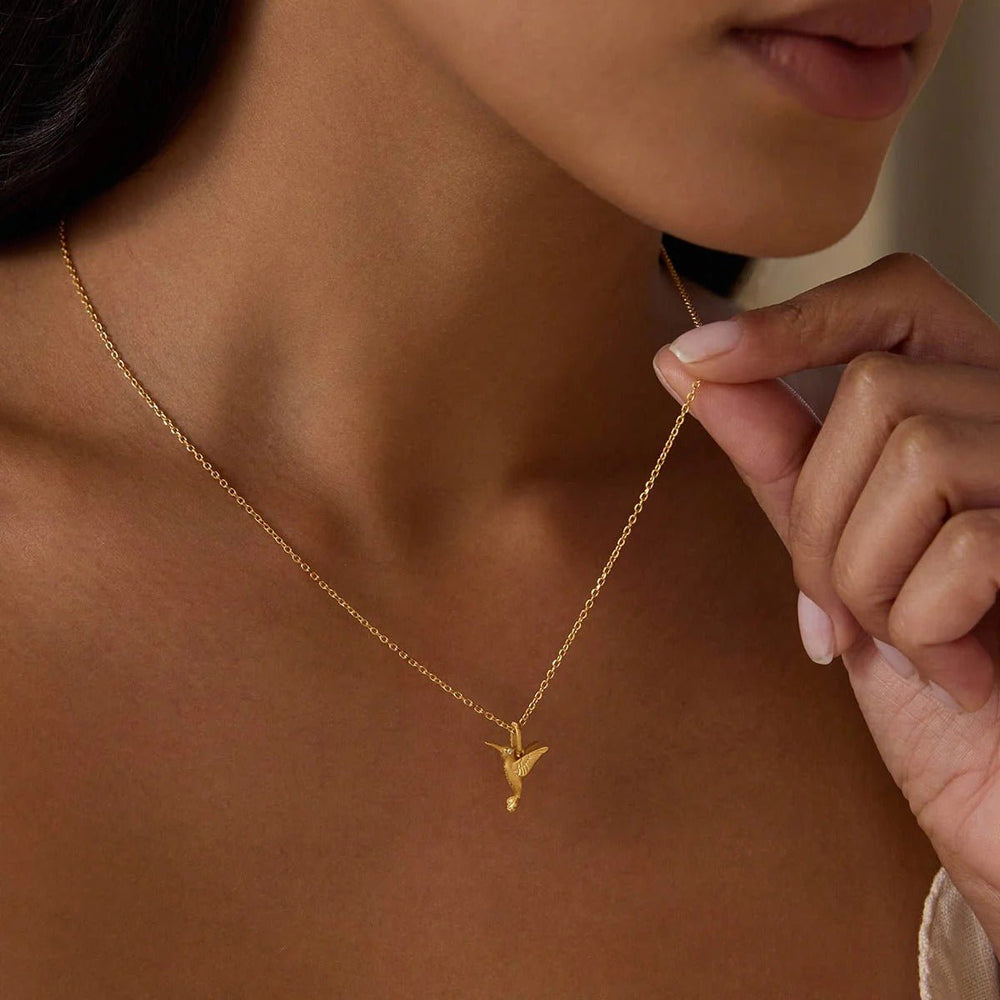Satya Jewelry Kette Loving Devotion Hummingbird, vergoldet