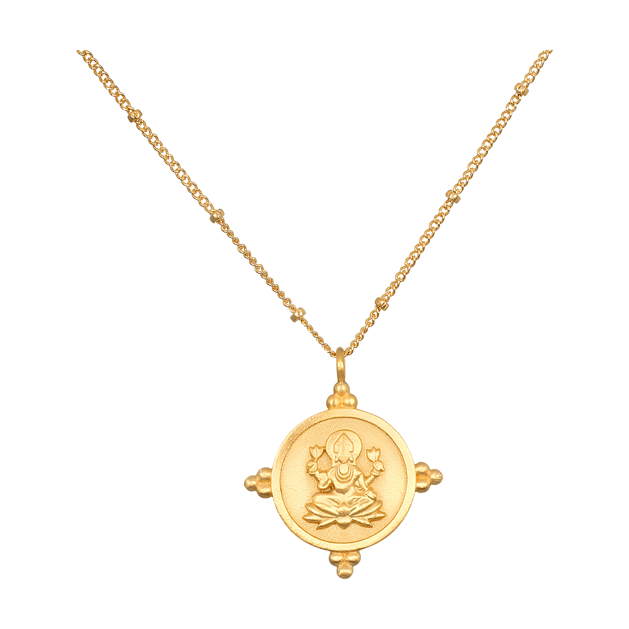 Satya Jewelry Kette Manifesting Abundance Goddess Lakshmi Coin, vergoldet