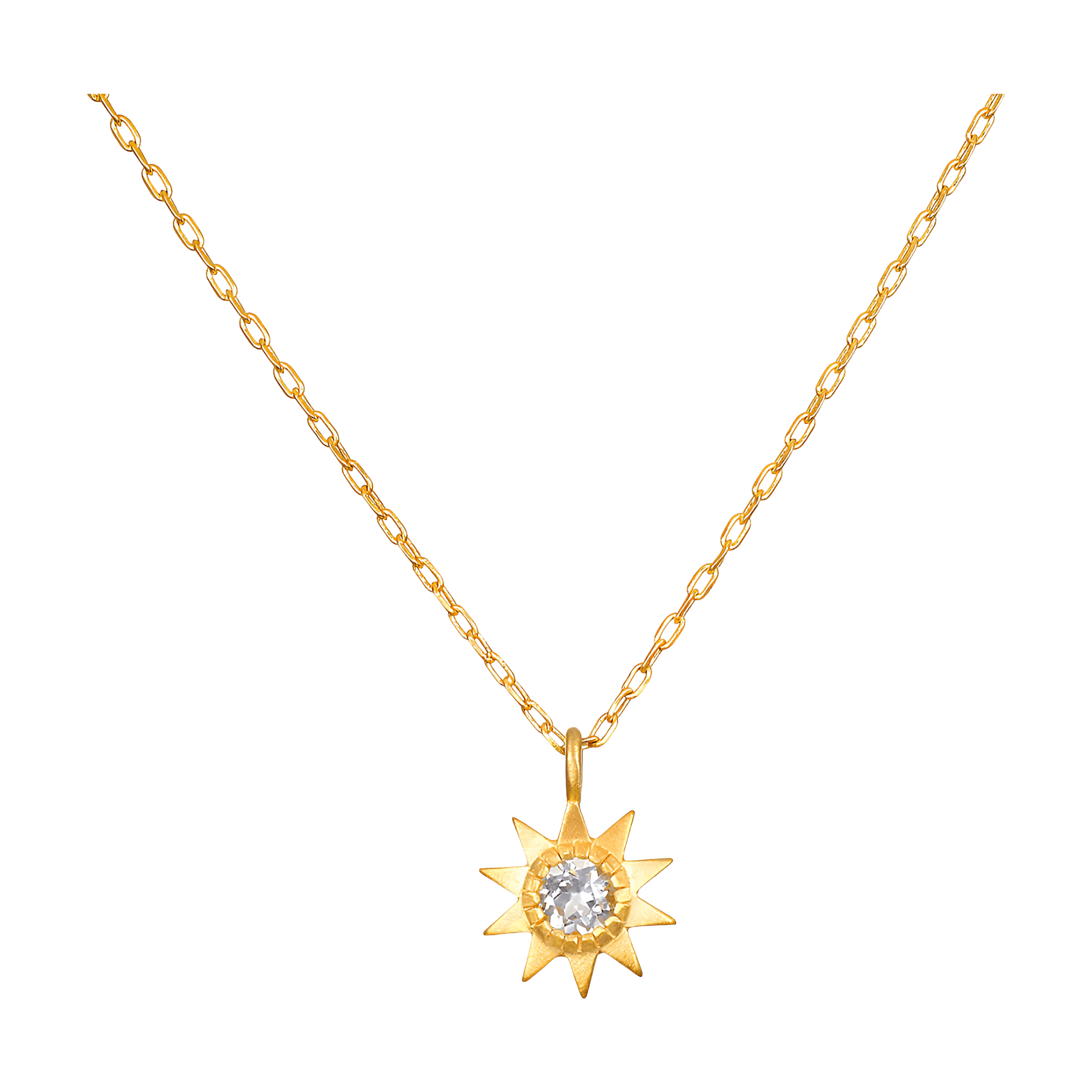 Satya Jewelry Kette New Horizon White Topaz Sun, vergoldet