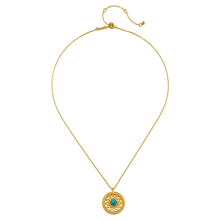 Satya Jewelry Kette Nurture Intuition Turquoise Mandala, vergoldet