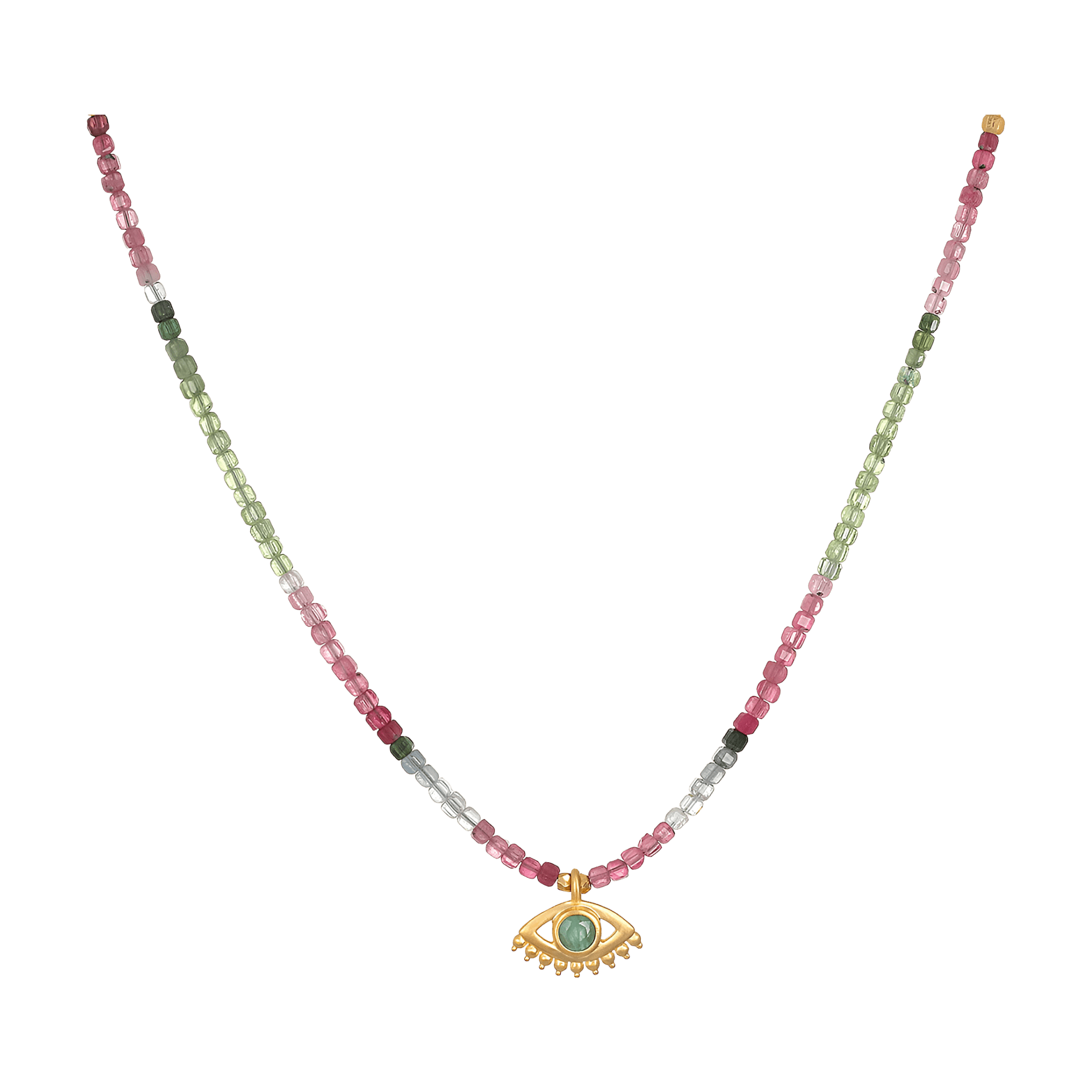 Satya Jewelry Kette Peaceful Vision Evil Eye Tourmaline Choker, vergoldet