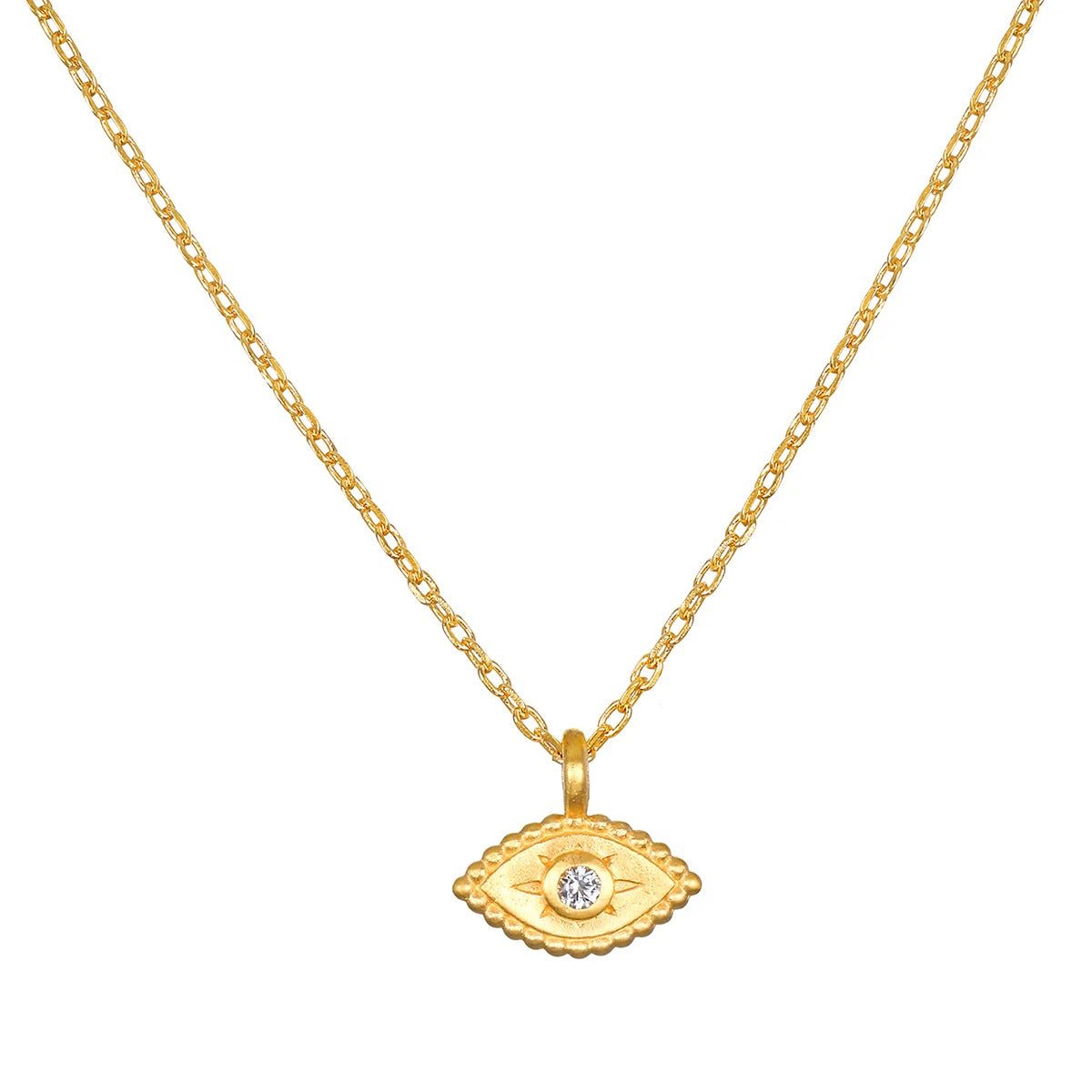 Satya Jewelry Kette Shielded Spirit White Topaz Evil Eye, vergoldet