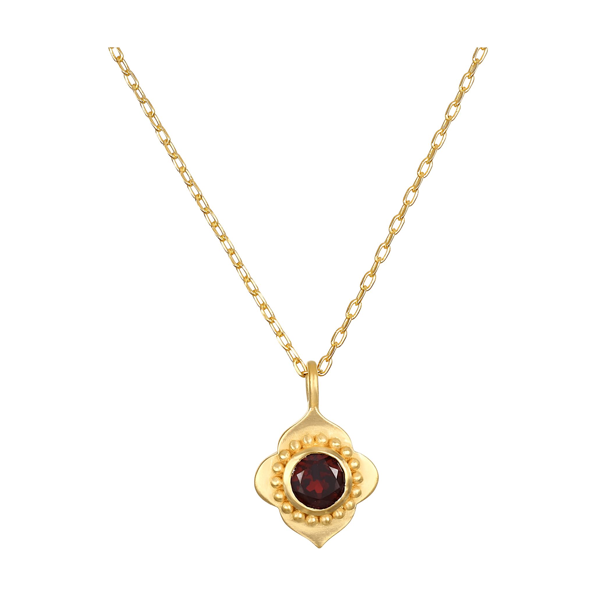 Satya Jewelry Kette Spiritual Strength Garnet Lotus, vergoldet