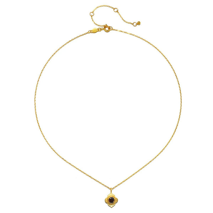 Satya Jewelry Kette Spiritual Strength Garnet Lotus, vergoldet
