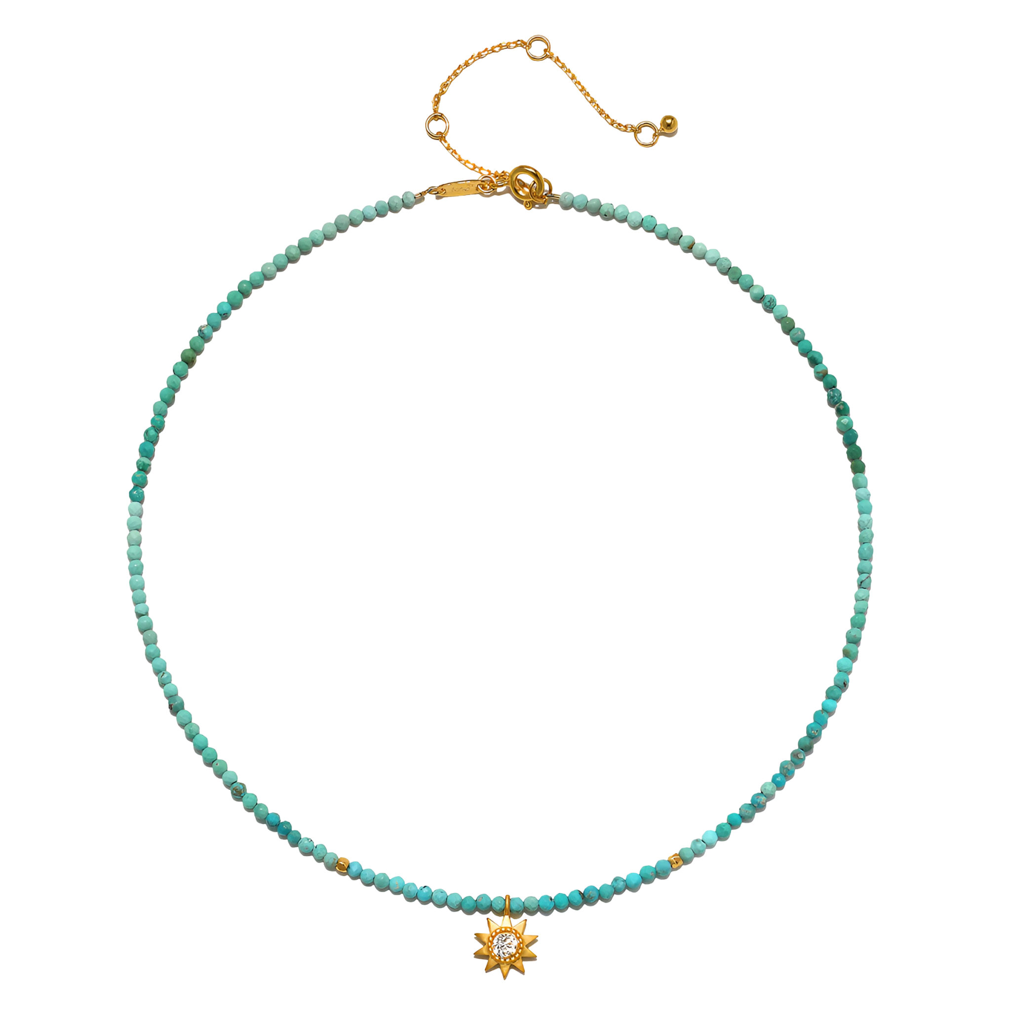 Satya Jewelry Kette Tranquil Dawn Turquoise Sun Choker, vergoldet