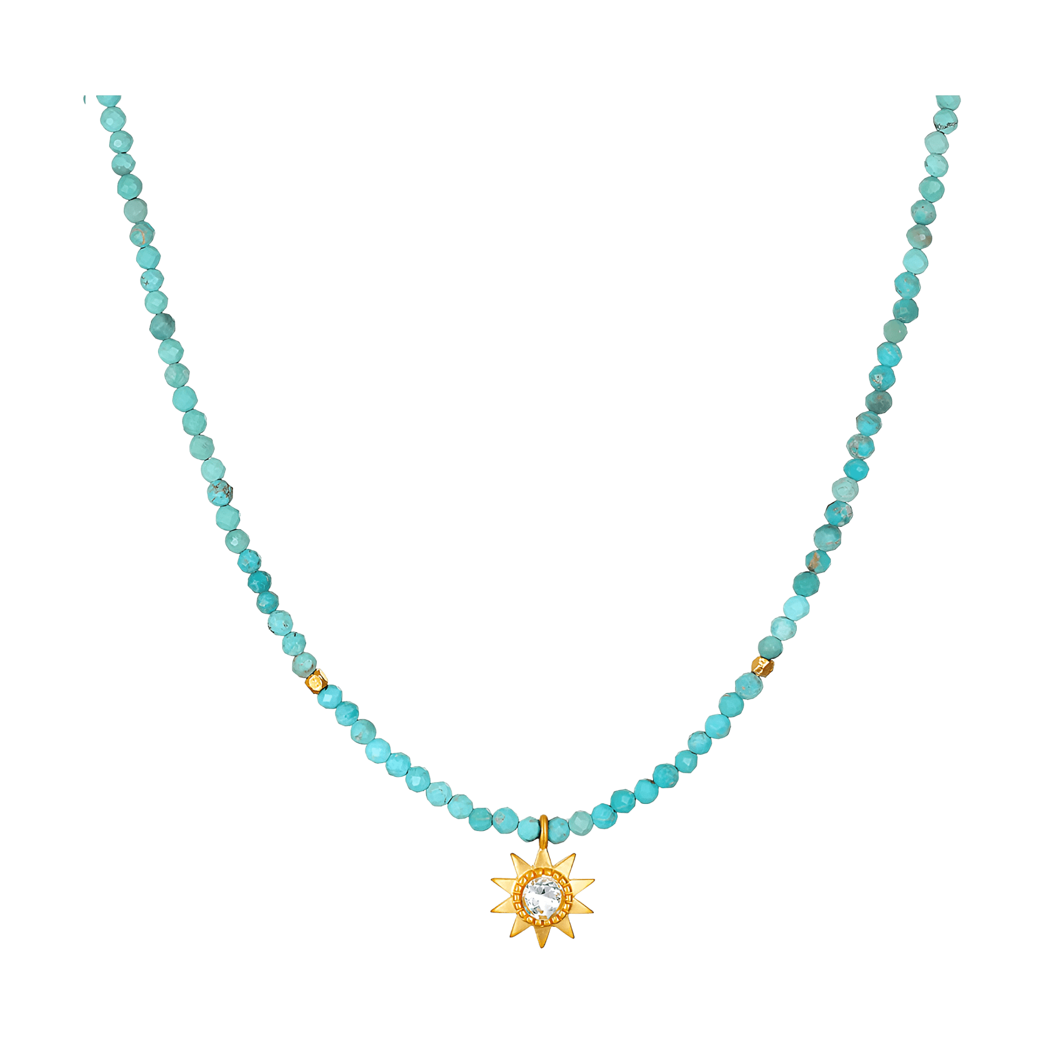 Satya Jewelry Kette Tranquil Dawn Turquoise Sun Choker, vergoldet