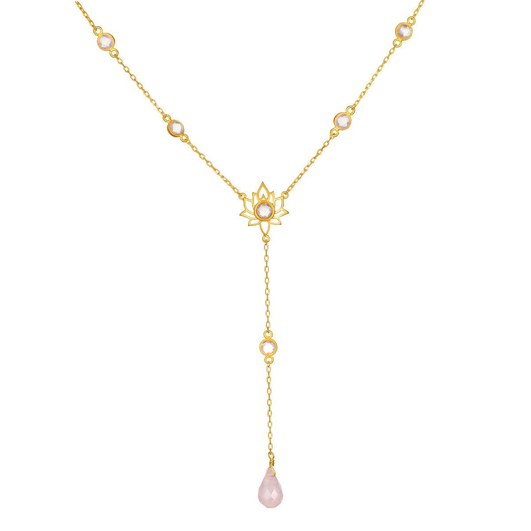 Satya Jewelry Kette Transformed by Love Lotus Lariat, vergoldet