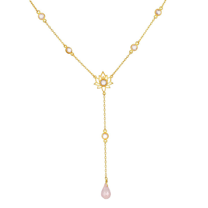 Satya Jewelry Kette Transformed by Love Lotus Lariat, vergoldet