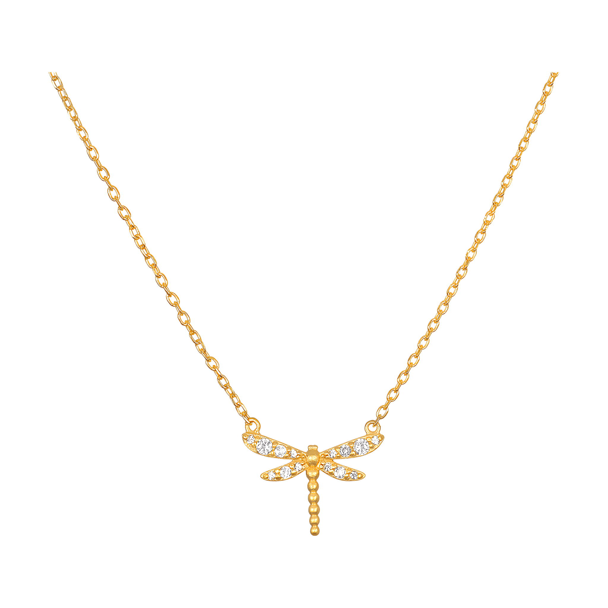 Satya Jewelry Kette Transforming Spirit White Topaz Dragonfly, vergoldet