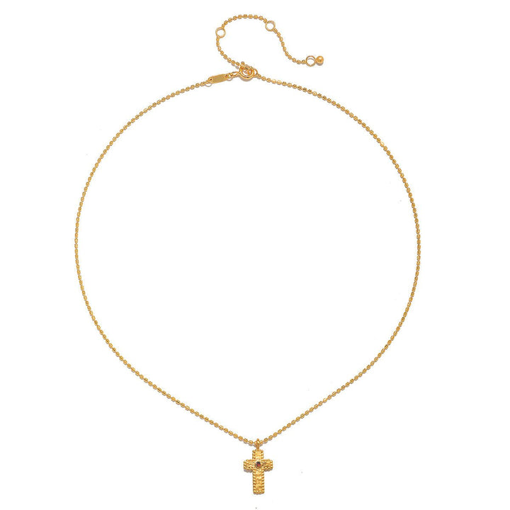 Satya Jewelry Kette Unwavering Faith Garnet Cross, vergoldet