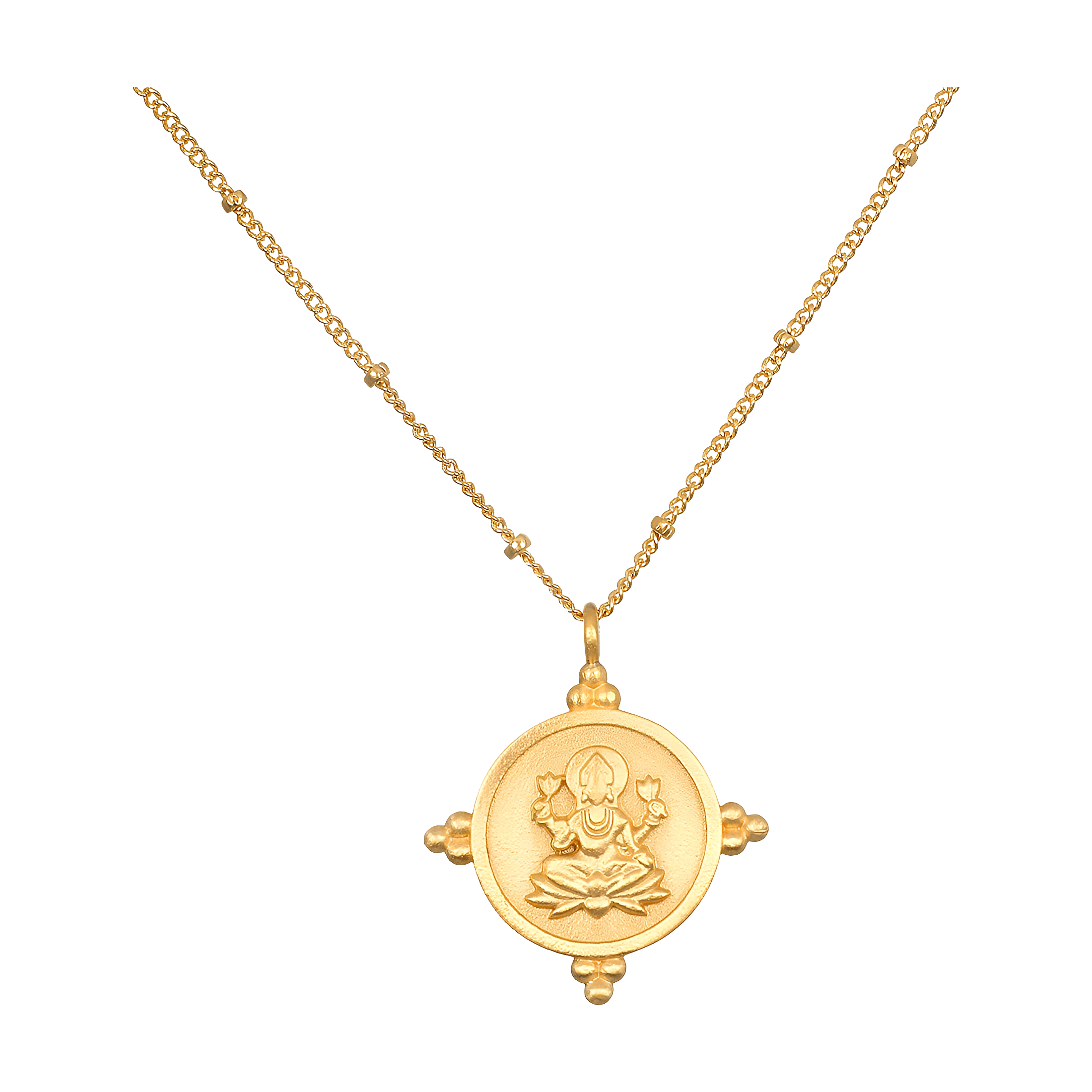 Satya Jewelry Kette Manifesting Abundance Goddess Lakshmi Coin, vergoldet