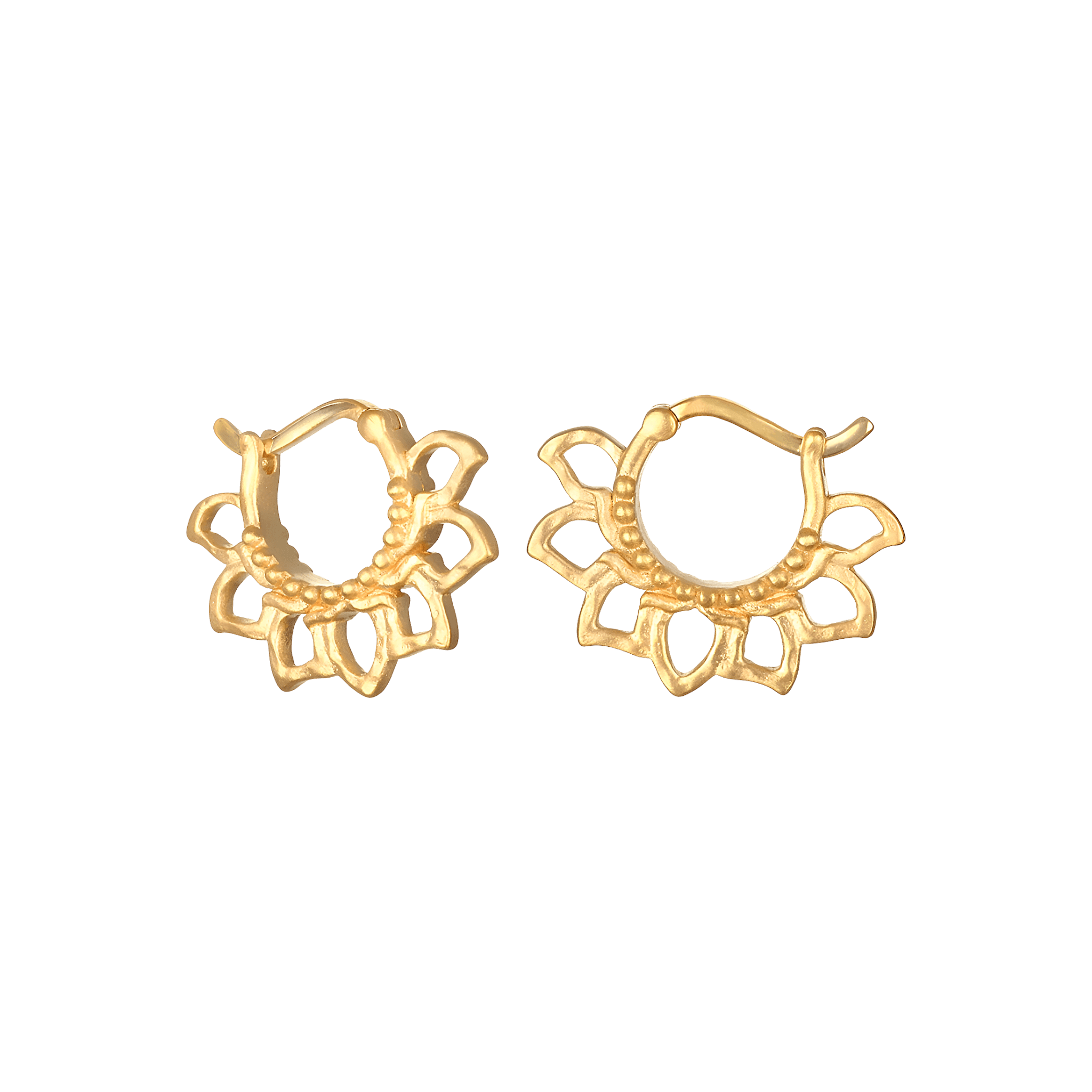 Satya Jewelry Ohrringe Blooming Love Lotus Petal Hoop, vergoldet