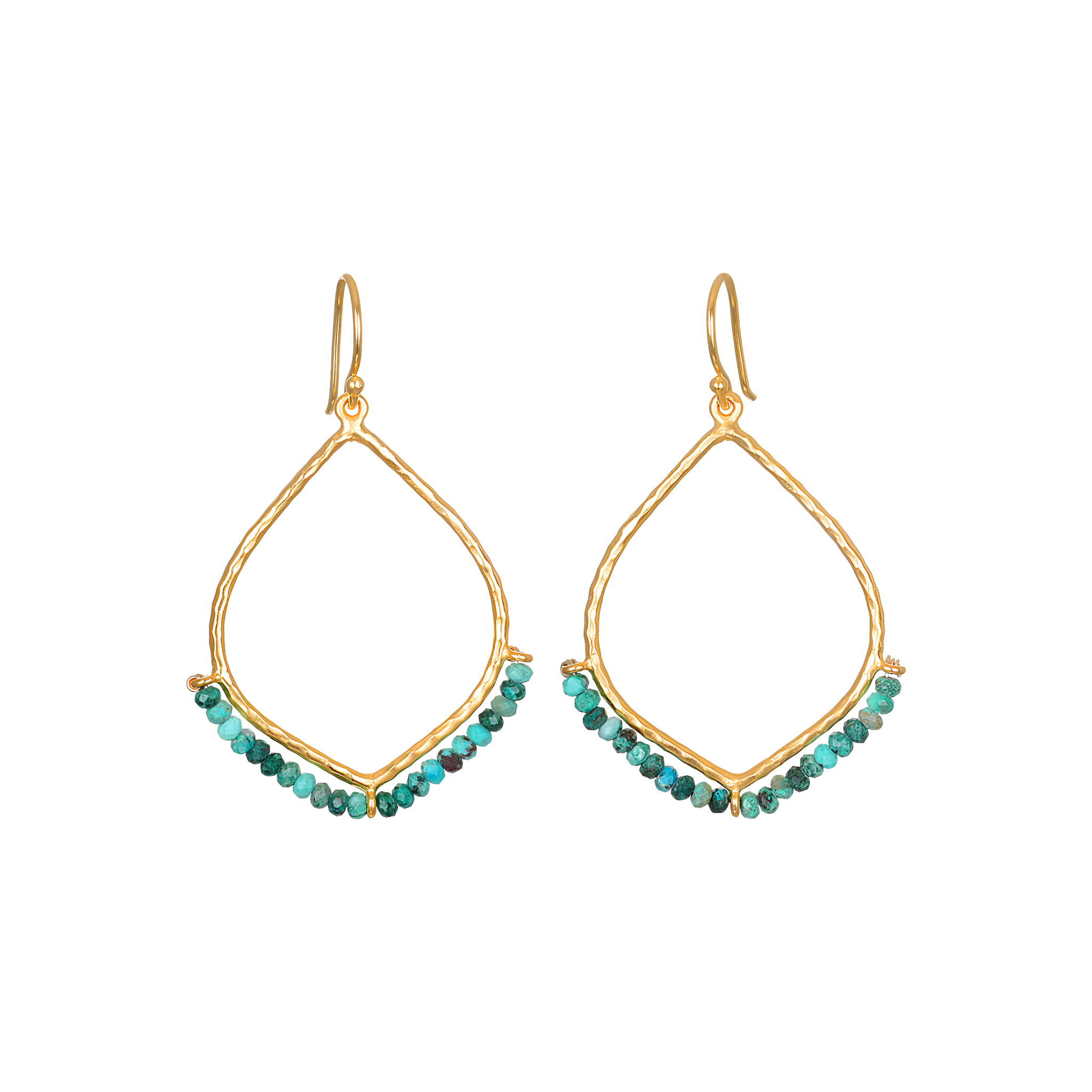 Satya Jewelry Ohrringe Healing Journey Turquoise Lotus Petal, vergoldet