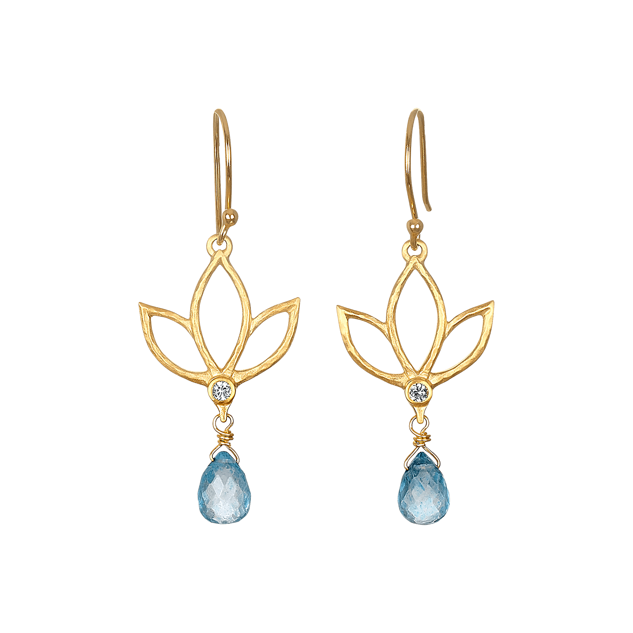Satya Jewelry Ohrringe Ignite Renewal Blue Topaz Lotus Drop, vergoldet