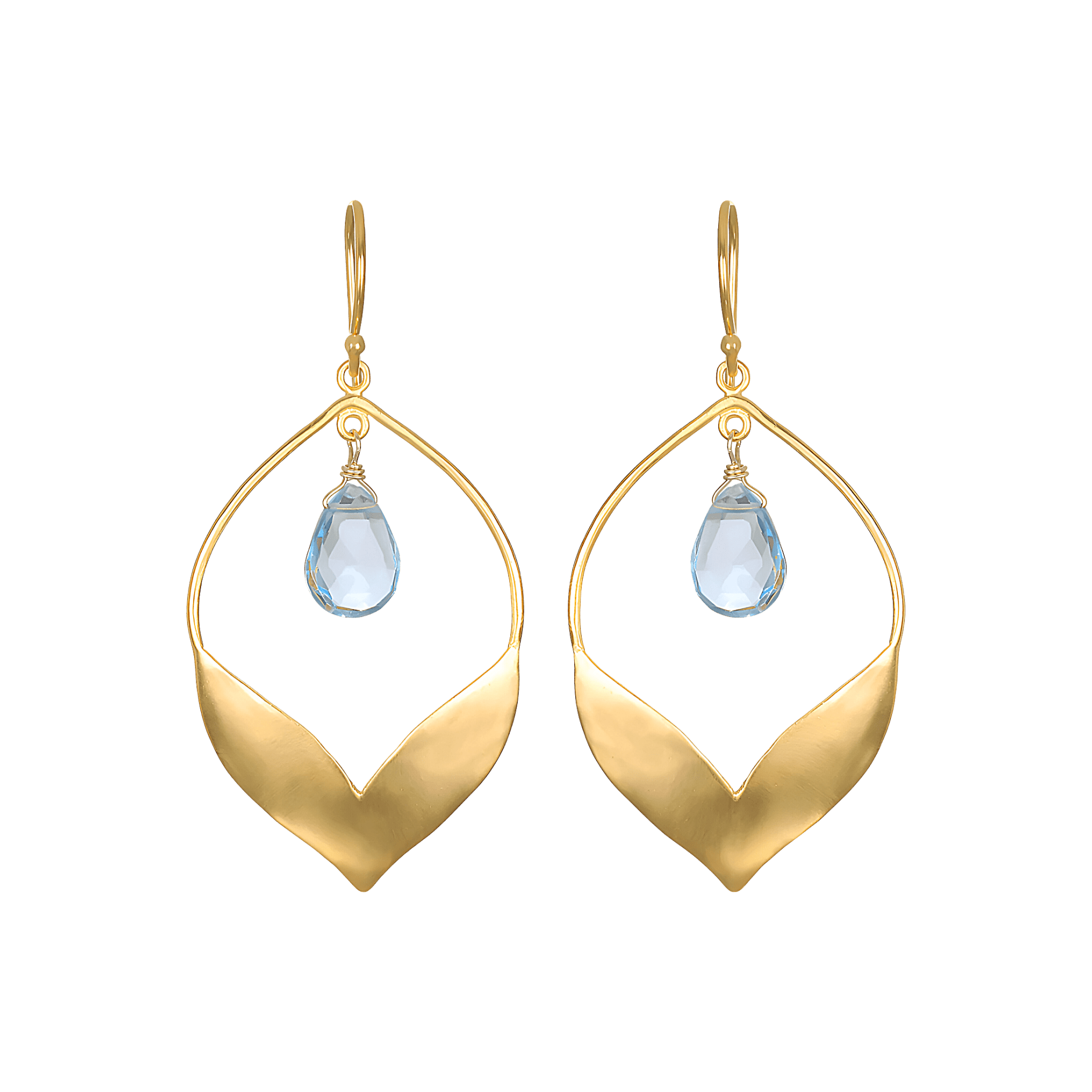 Satya Jewelry Ohrringe Ignite Renewal Blue Topaz Lotus Drop, vergoldet