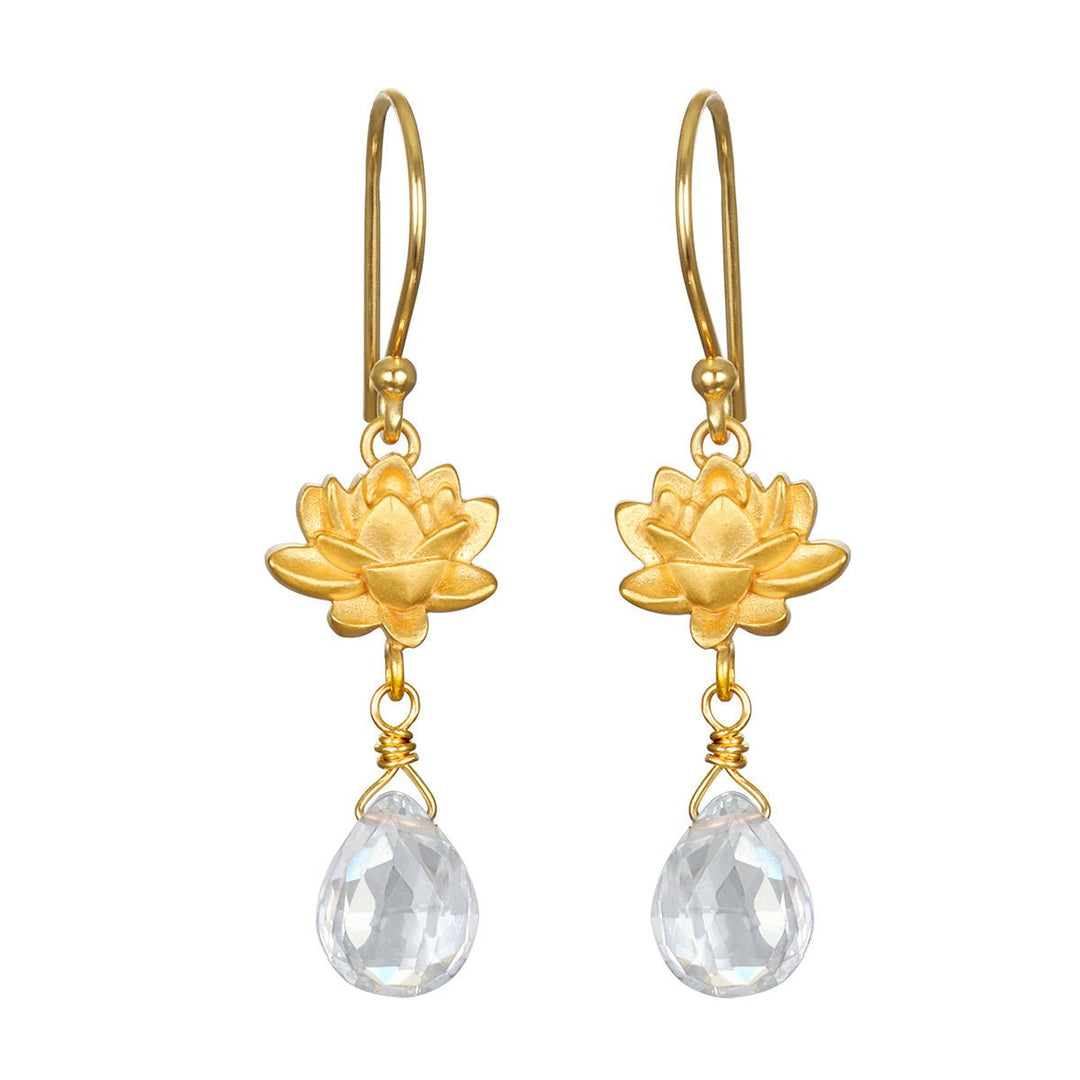 Satya Jewelry Ohrringe Spiritual Journey Lotus Crystal, vergoldet
