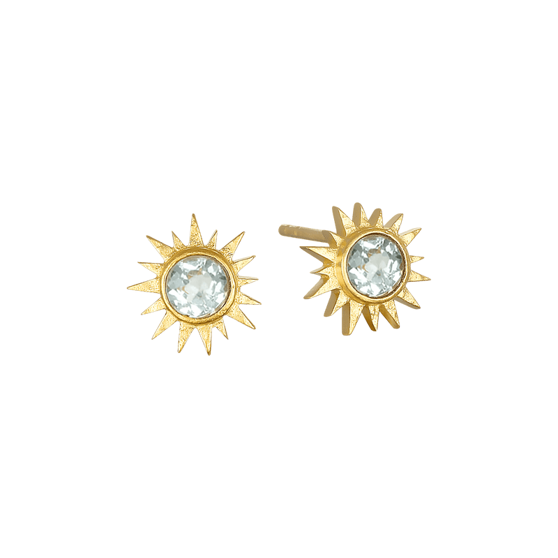 Satya Jewelry Ohrstecker Light Seeker Blue Topaz Starburst, vergoldet