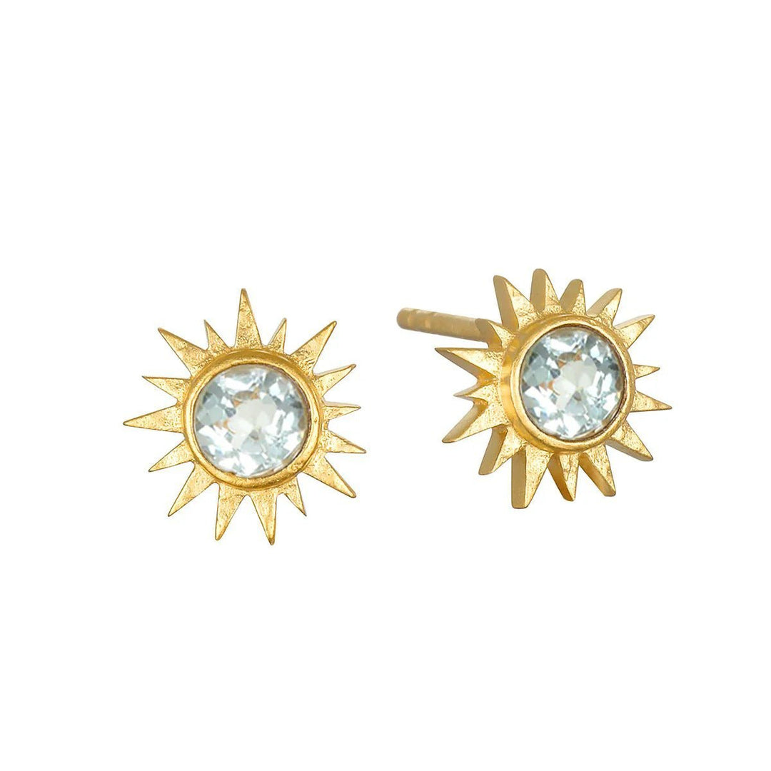 Satya Jewelry Ohrstecker Light Seeker Blue Topaz Starburst, vergoldet
