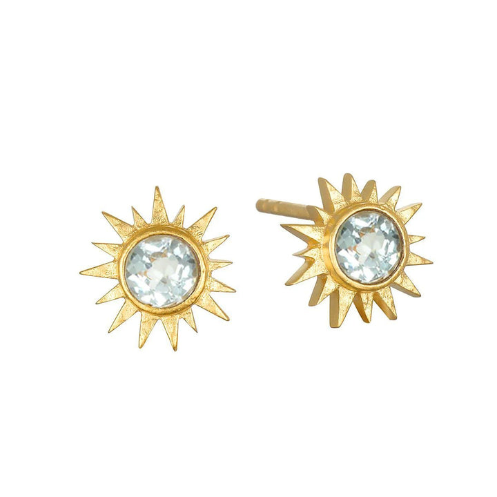 Satya Jewelry Ohrstecker Light Seeker Blue Topaz Starburst, vergoldet