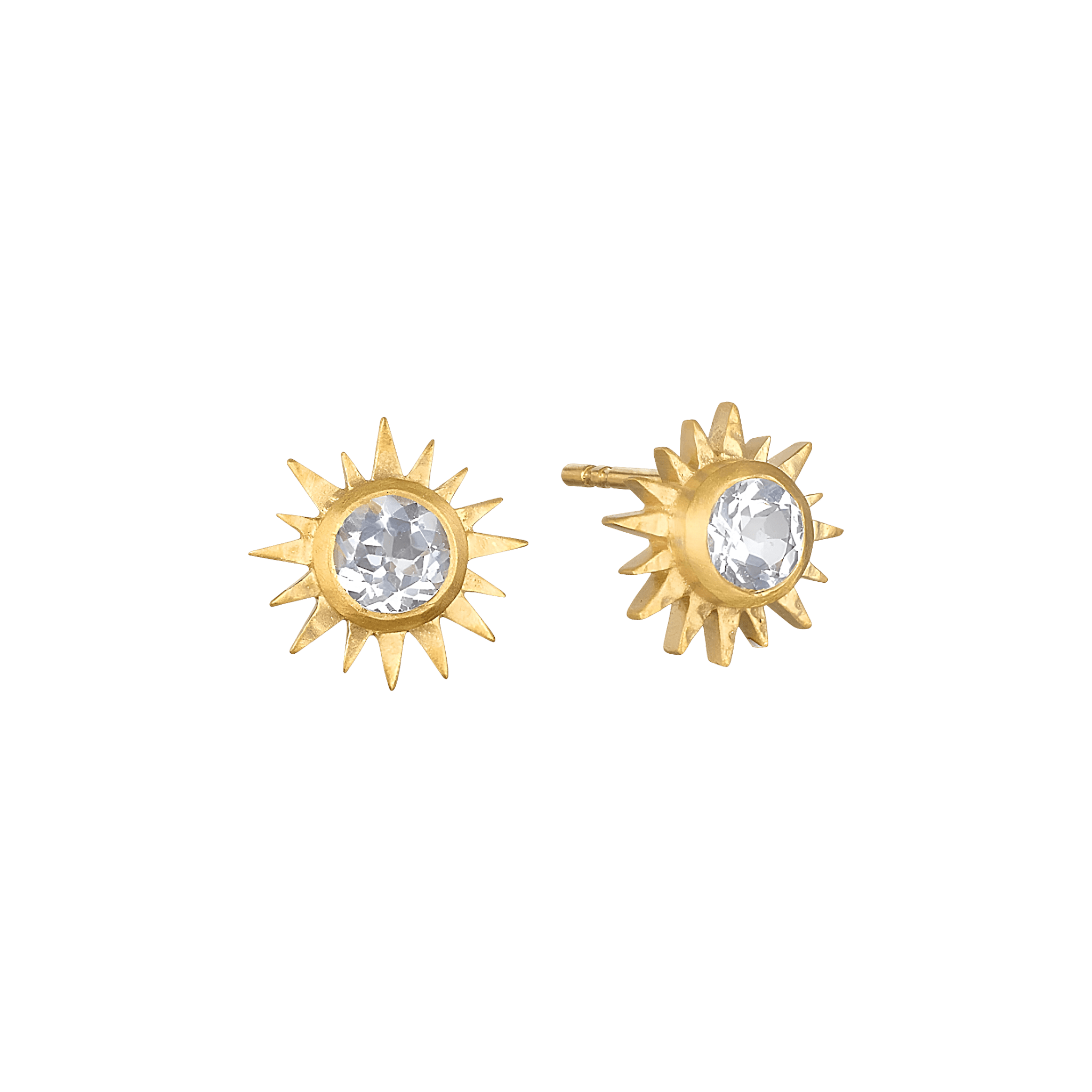Satya Jewelry Ohrstecker Light Seeker White Topaz Starburst Stud, vergoldet