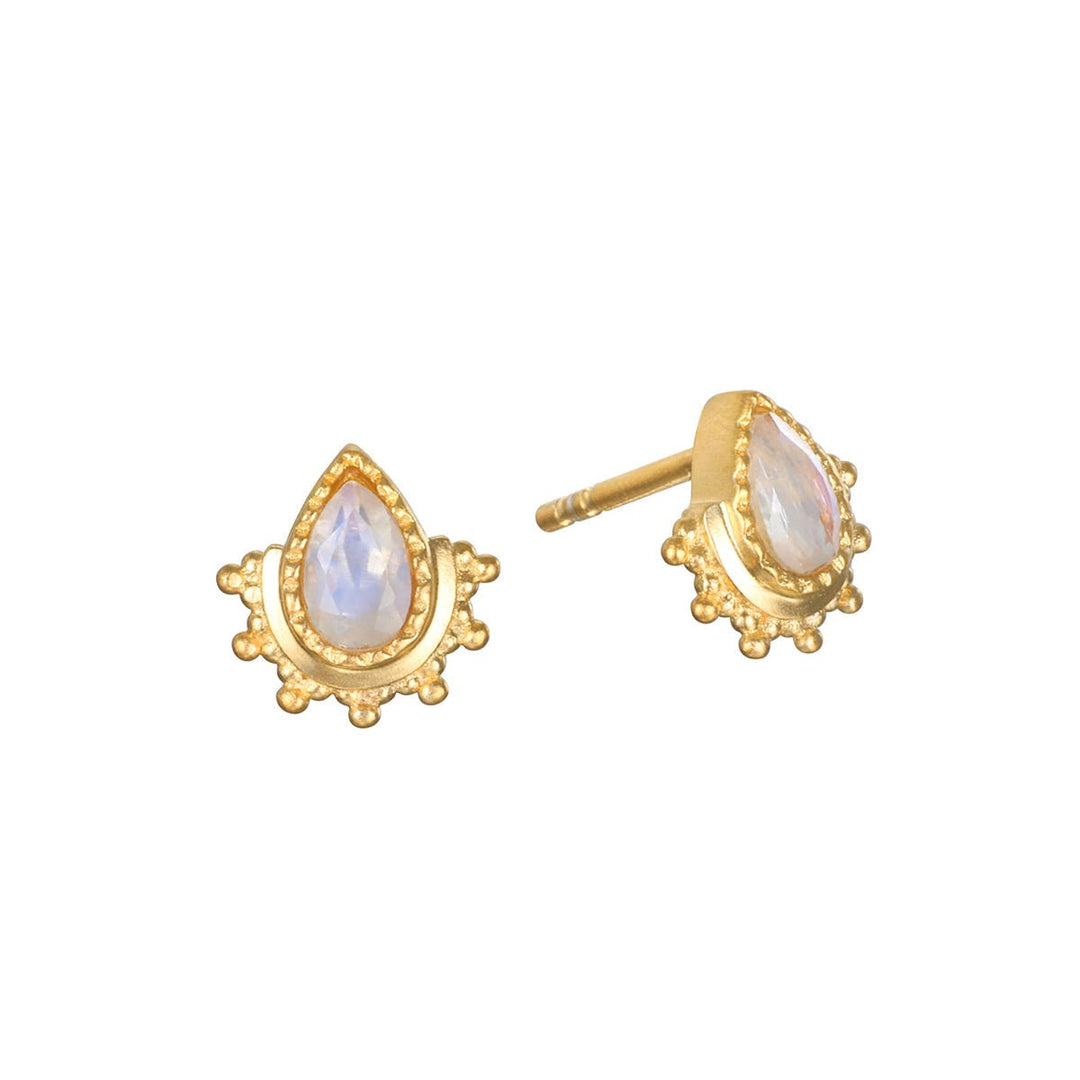 Satya Jewelry Ohrstecker Majestic Nature Rainbow Moonstone, vergoldet