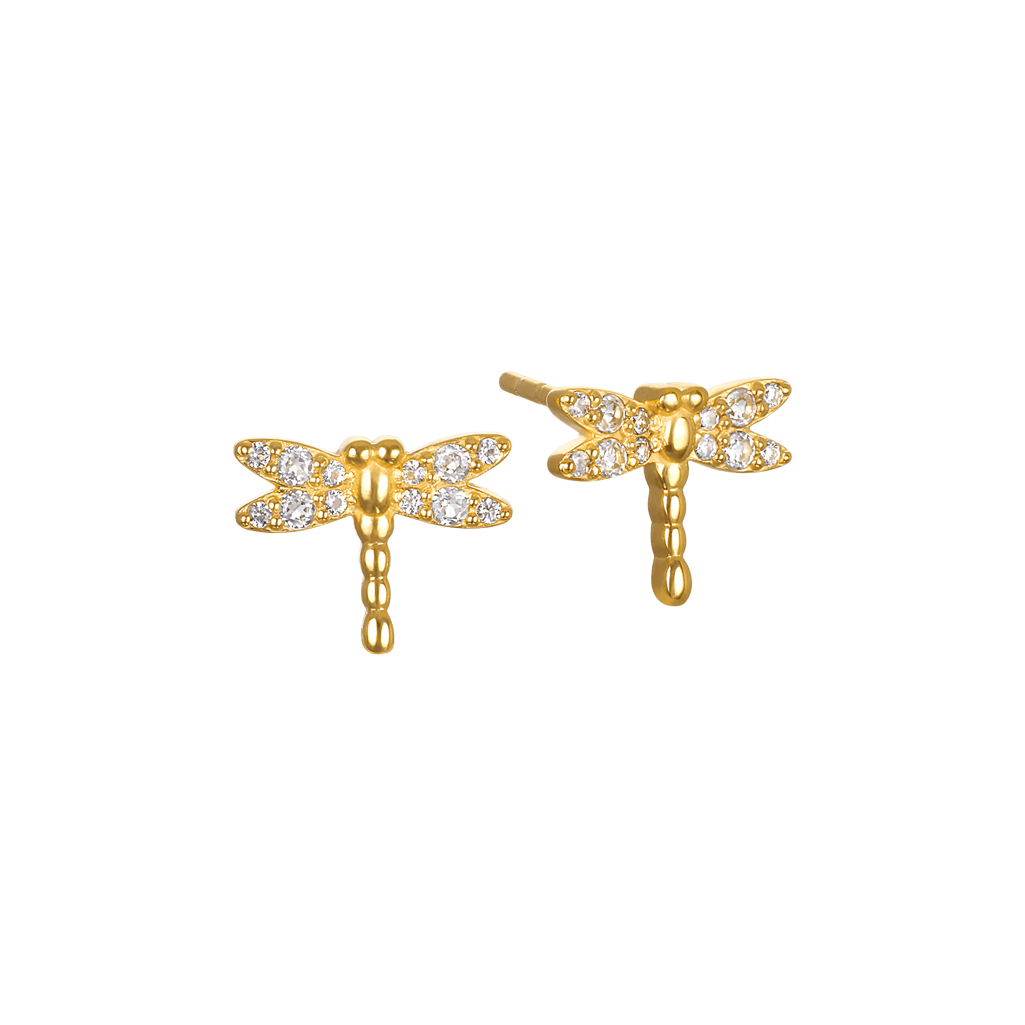 Satya Jewelry Ohrstecker Transforming Spirit White Topaz Dragonfly, vergoldet