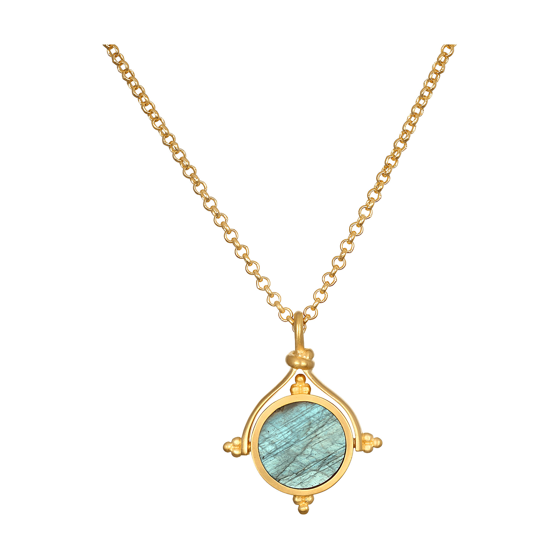 Satya Jewelry Kette Path of Awakening Labradorite Lotus Spinner, vergoldet