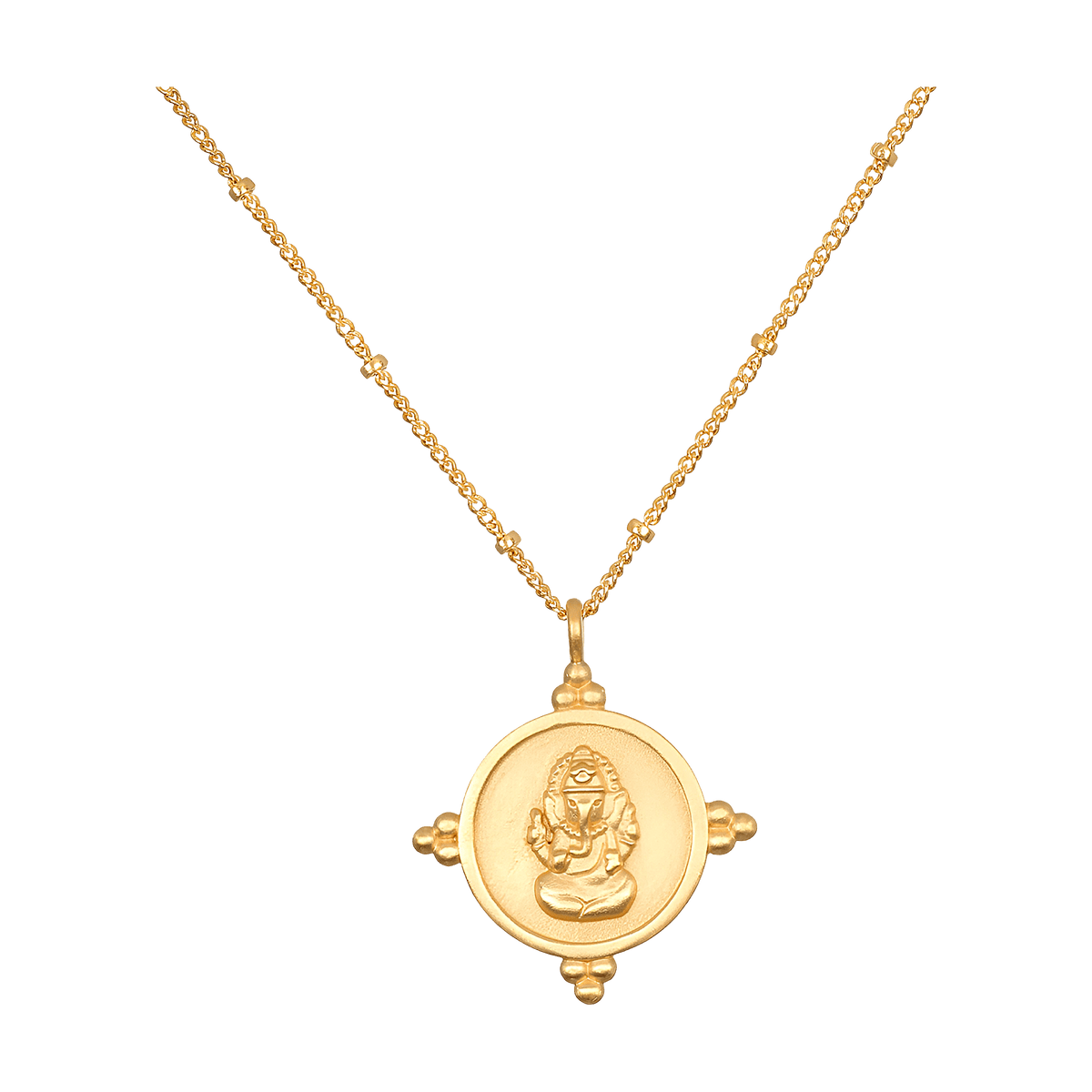 Satya Jewelry Kette Path to Success Hindu God Ganesha Coin, vergoldet