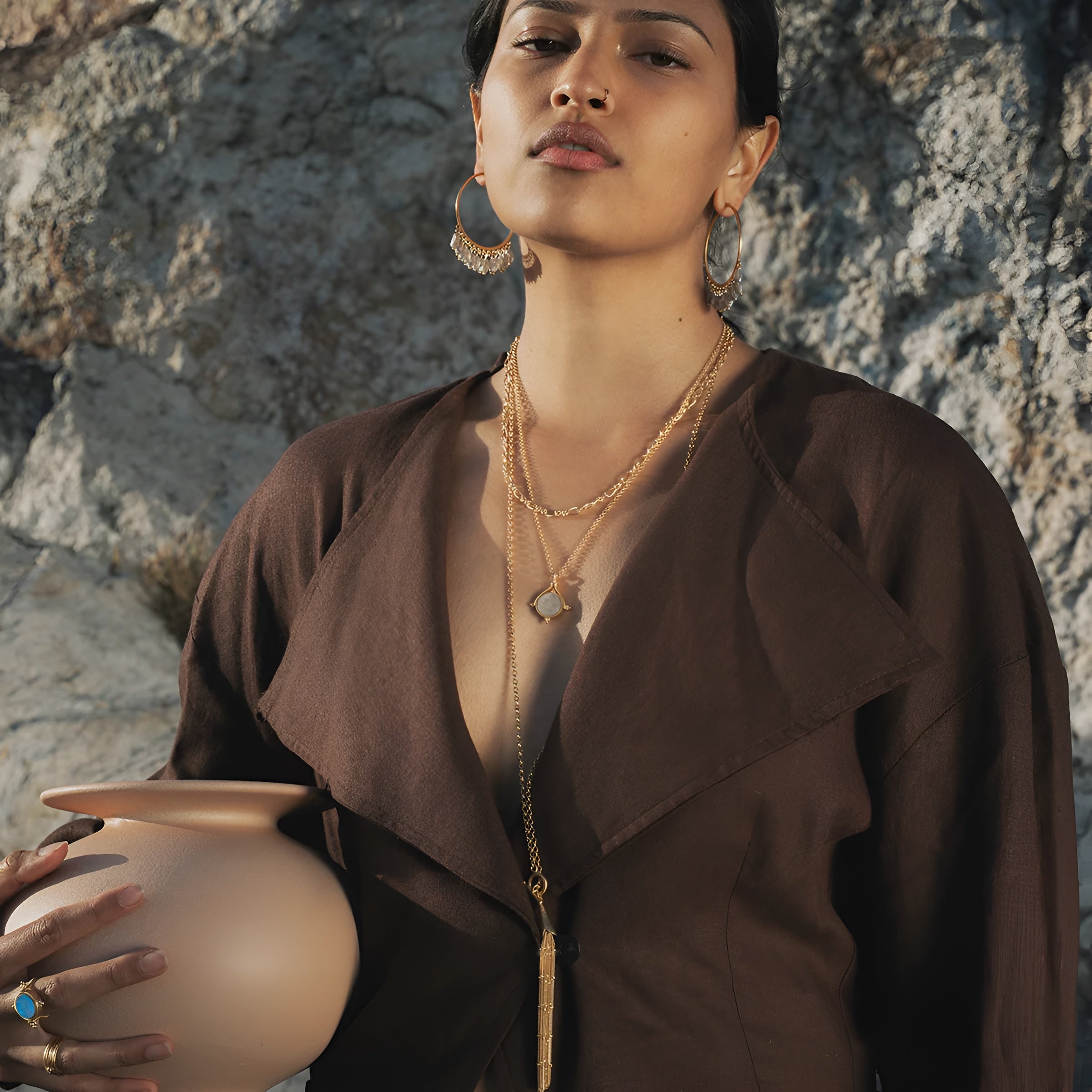 Satya Jewelry Kette Paths in Motion Tassel Toggle, vergoldet