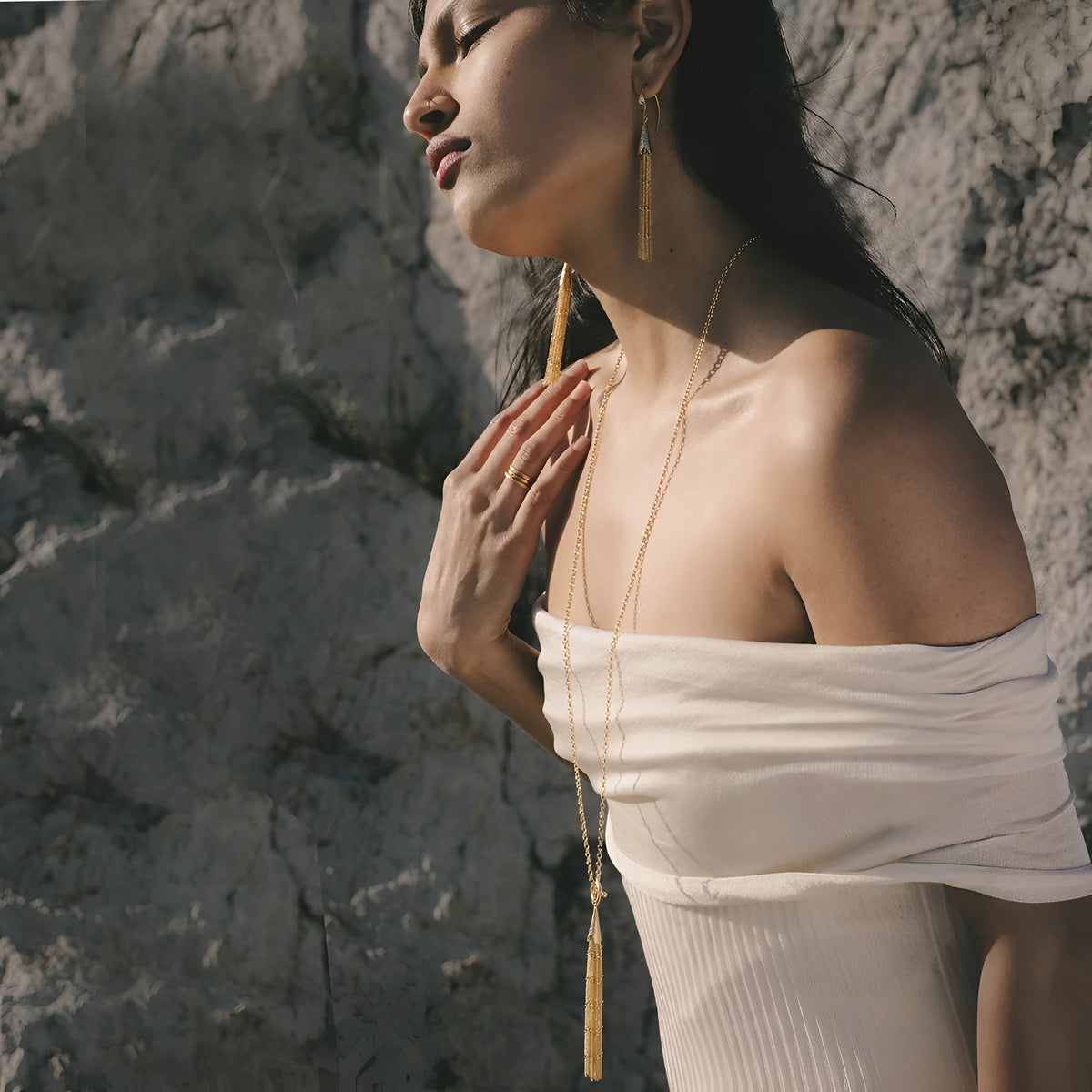 Satya Jewelry Kette Paths in Motion Tassel Toggle, vergoldet
