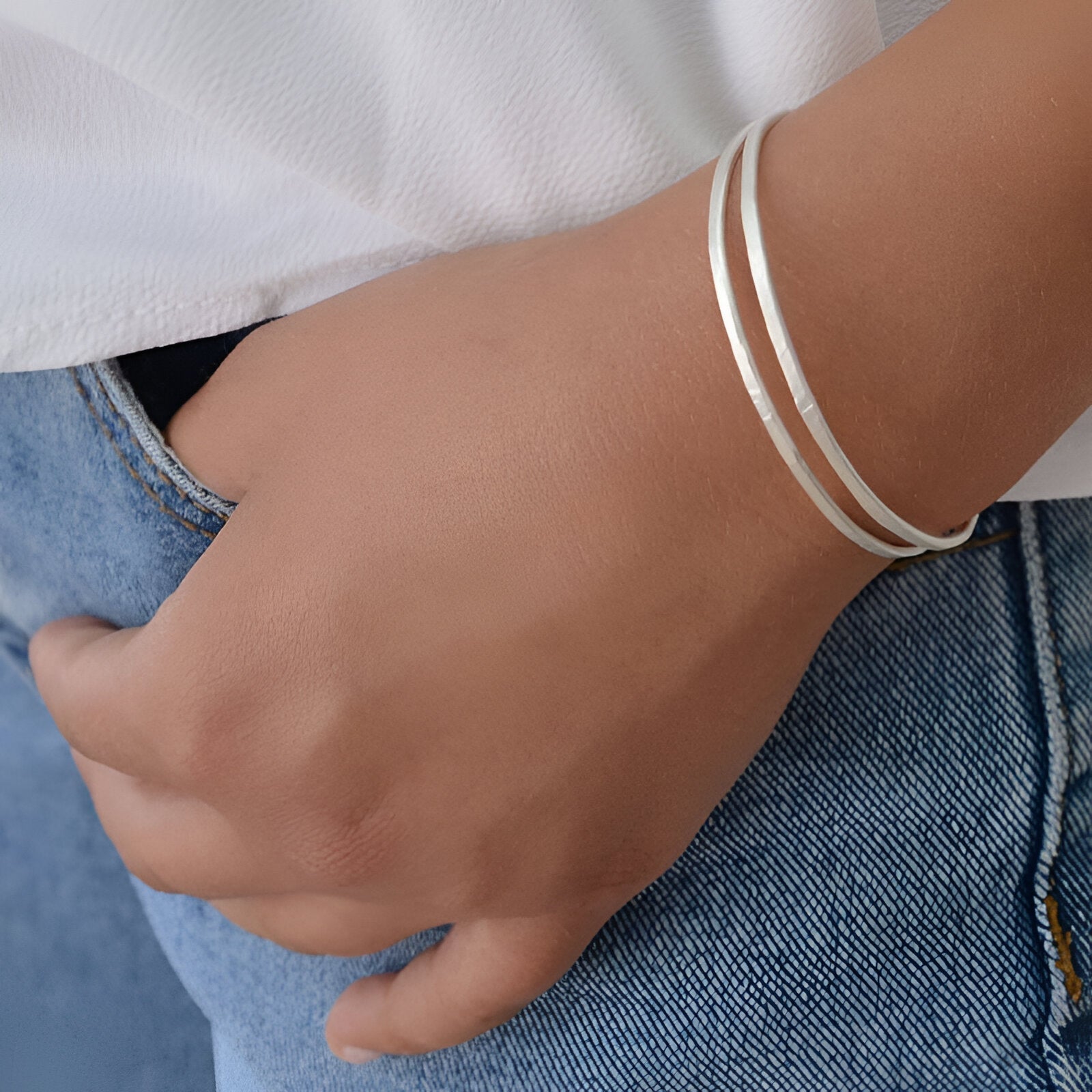 Susi Cala Armreif Kam Double Bangle, Silber