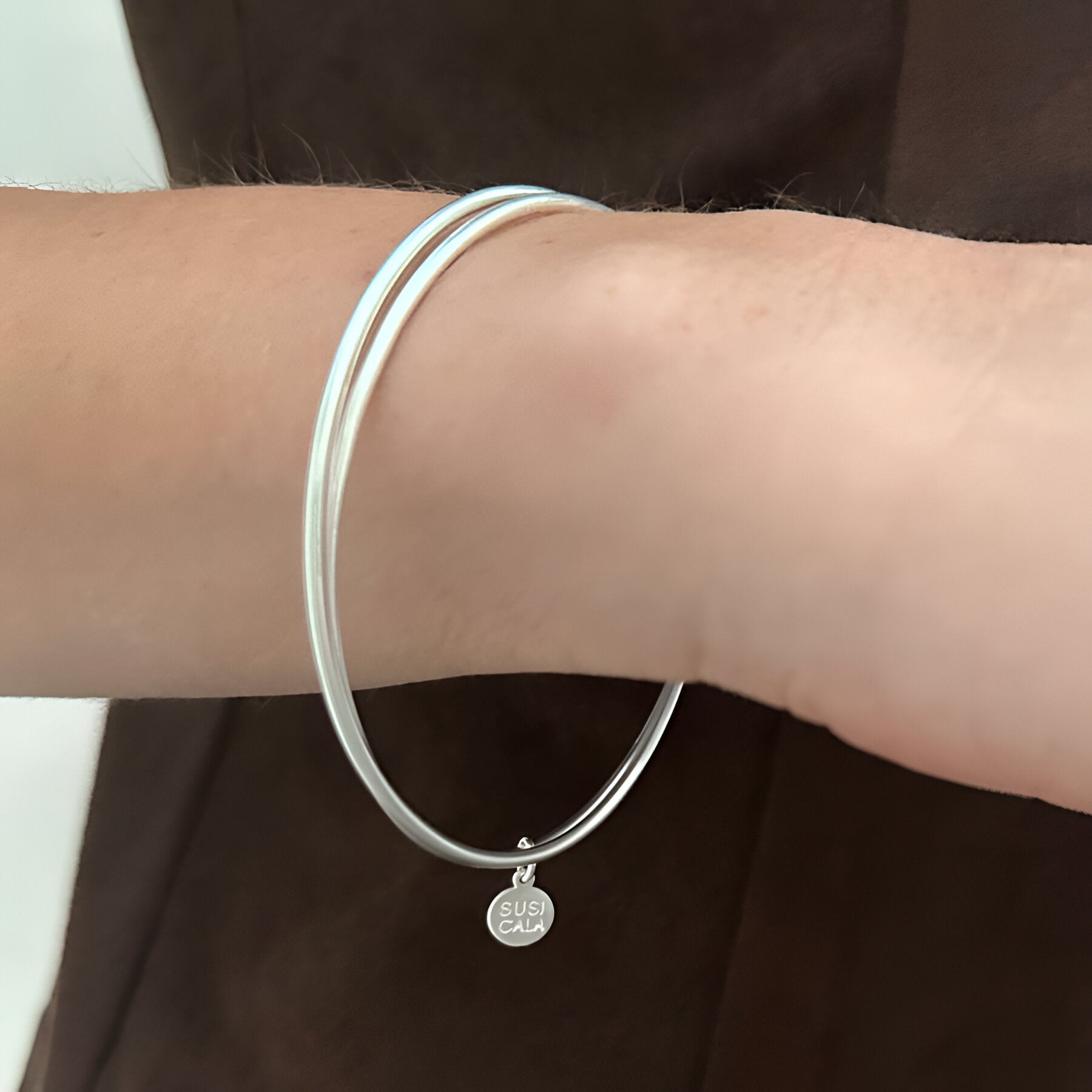 Susi Cala Armreif London Double Circle Bangle, Silber