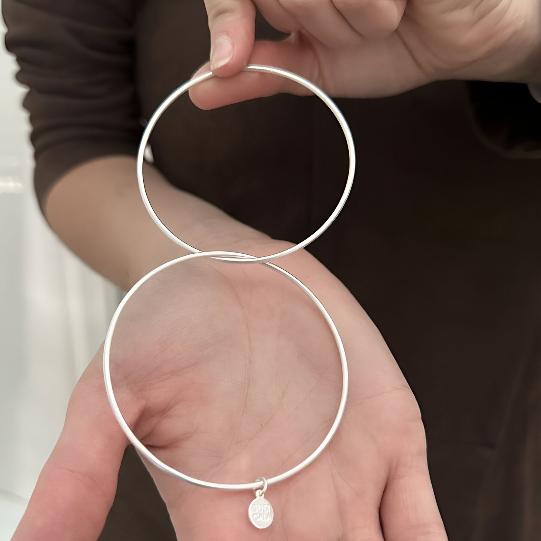 Susi Cala Armreif London Double Circle Bangle, Silber