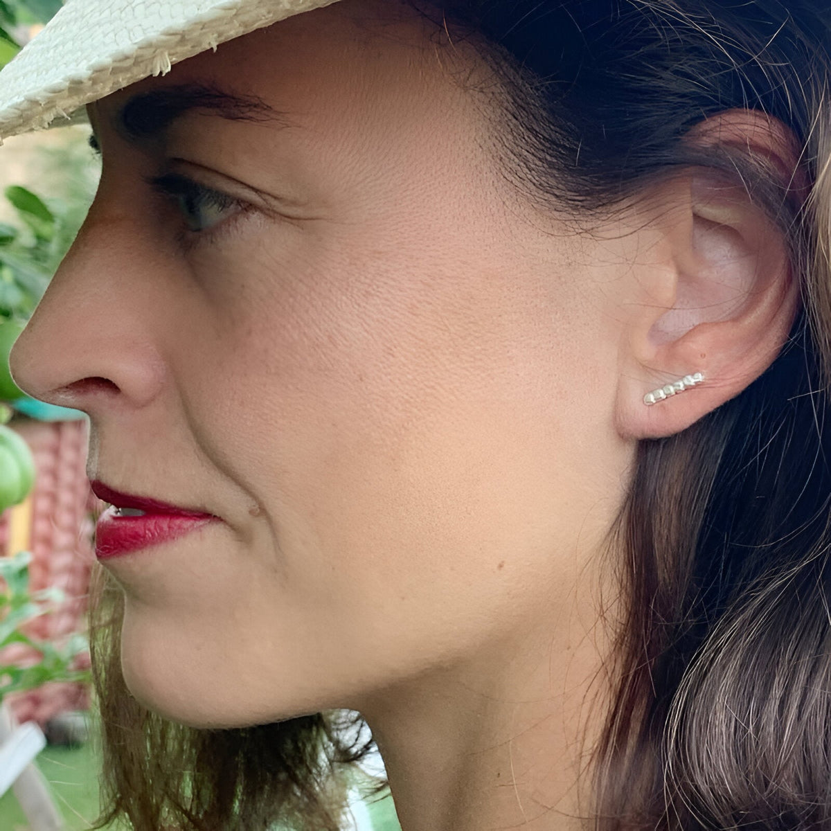 Susi Cala Ohrstecker Camu X-Long Bar, Silber