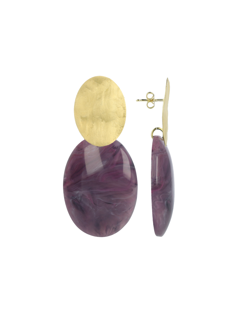 LOTT.gioielli Ohrringe Sirius Closed Bugle Oval, S, dark lavender, vergoldet