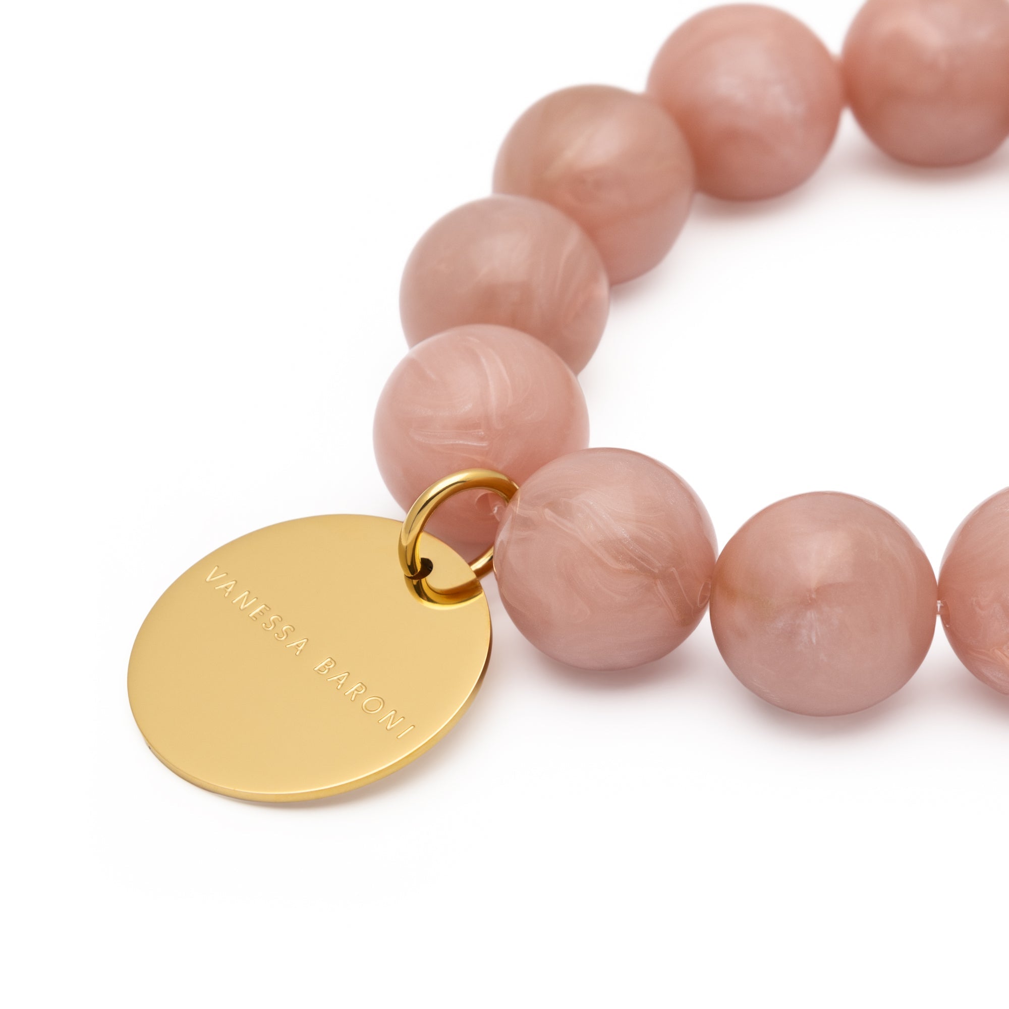 Vanessa Baroni Armband Beads Flex, blush marble, vergoldet