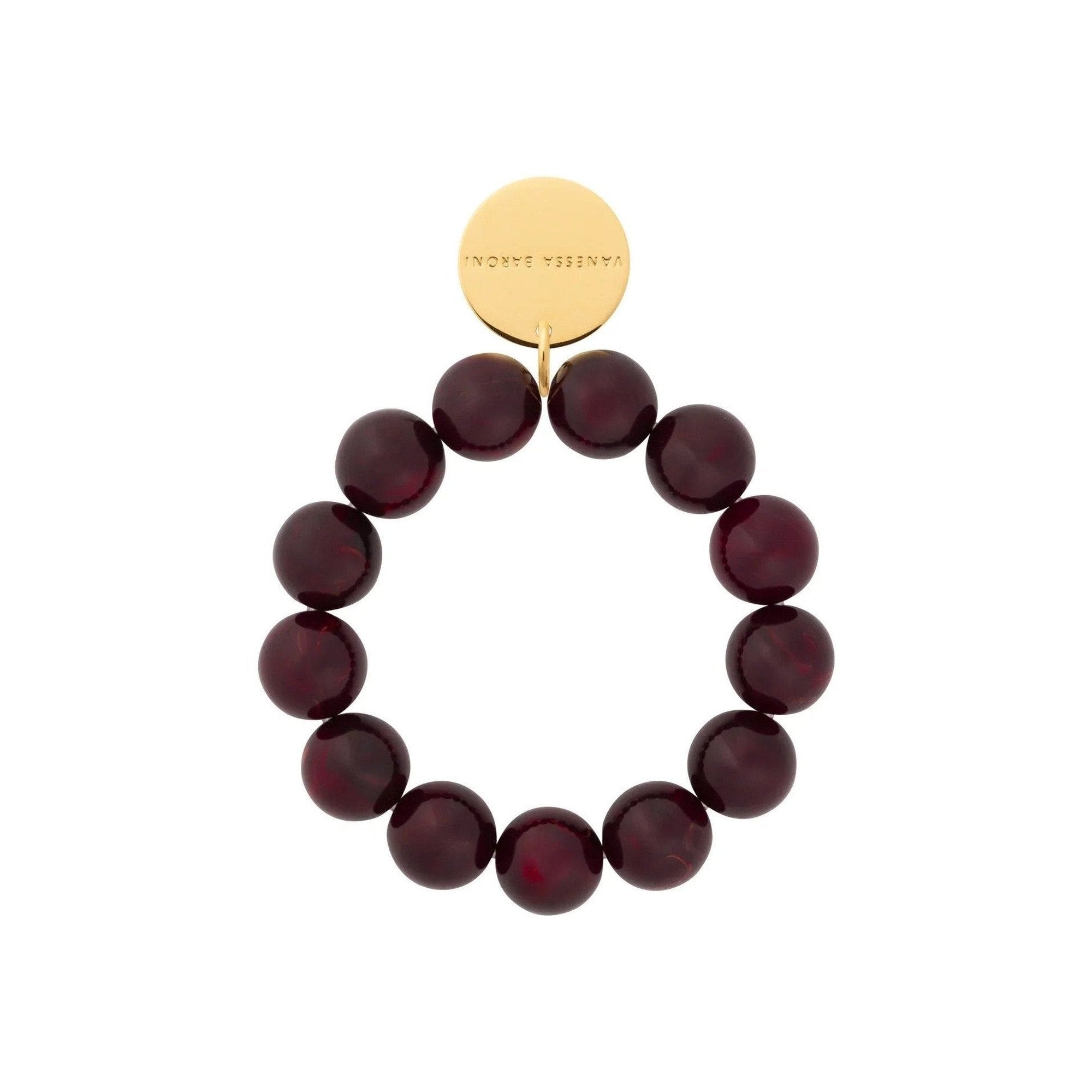 Vanessa Baroni Armband Beads Flex, bordeaux marble, vergoldet