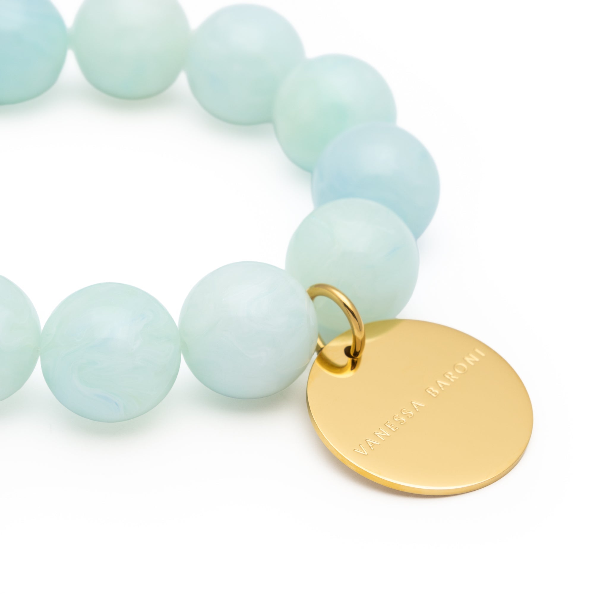 Vanessa Baroni Armband Beads Flex, cloud marble, vergoldet