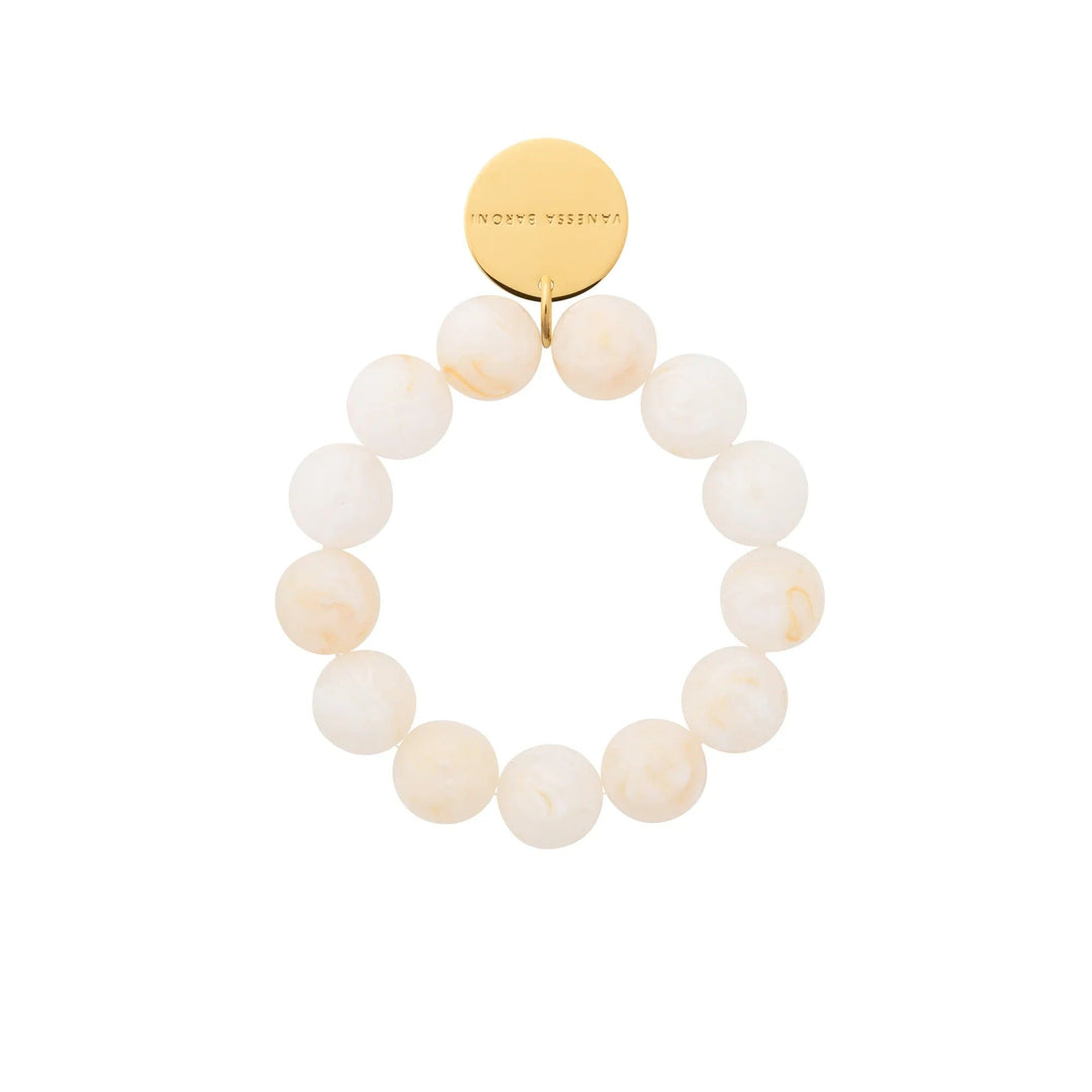 Vanessa Baroni Armband Beads Flex, pearl marble, vergoldet