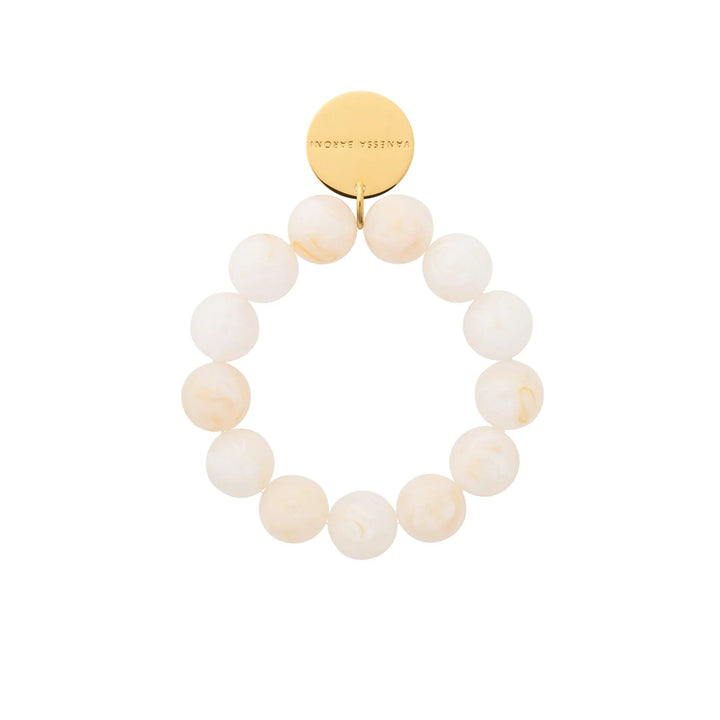 Vanessa Baroni Armband Beads Flex, pearl marble, vergoldet